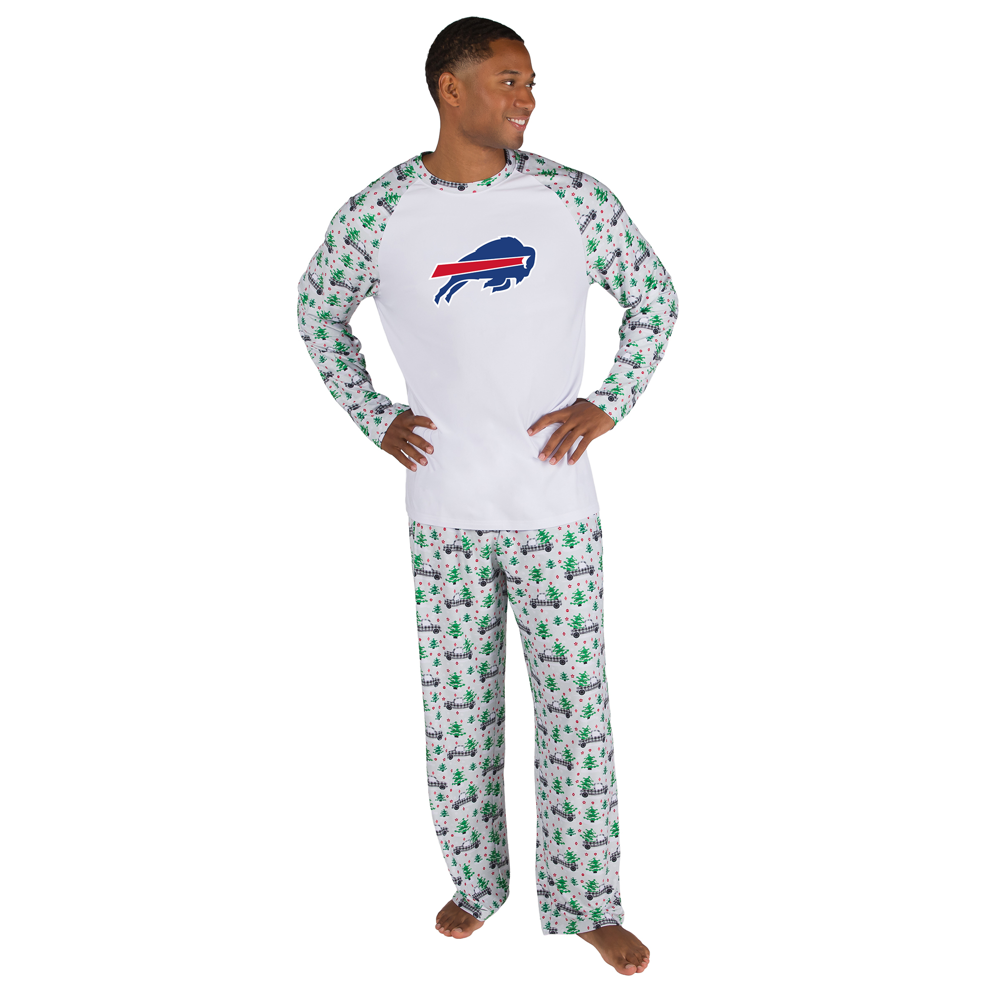 Men's Concepts Sport White Buffalo Bills Frostbite Knit Long Sleeve Top & Pants Sleep Set