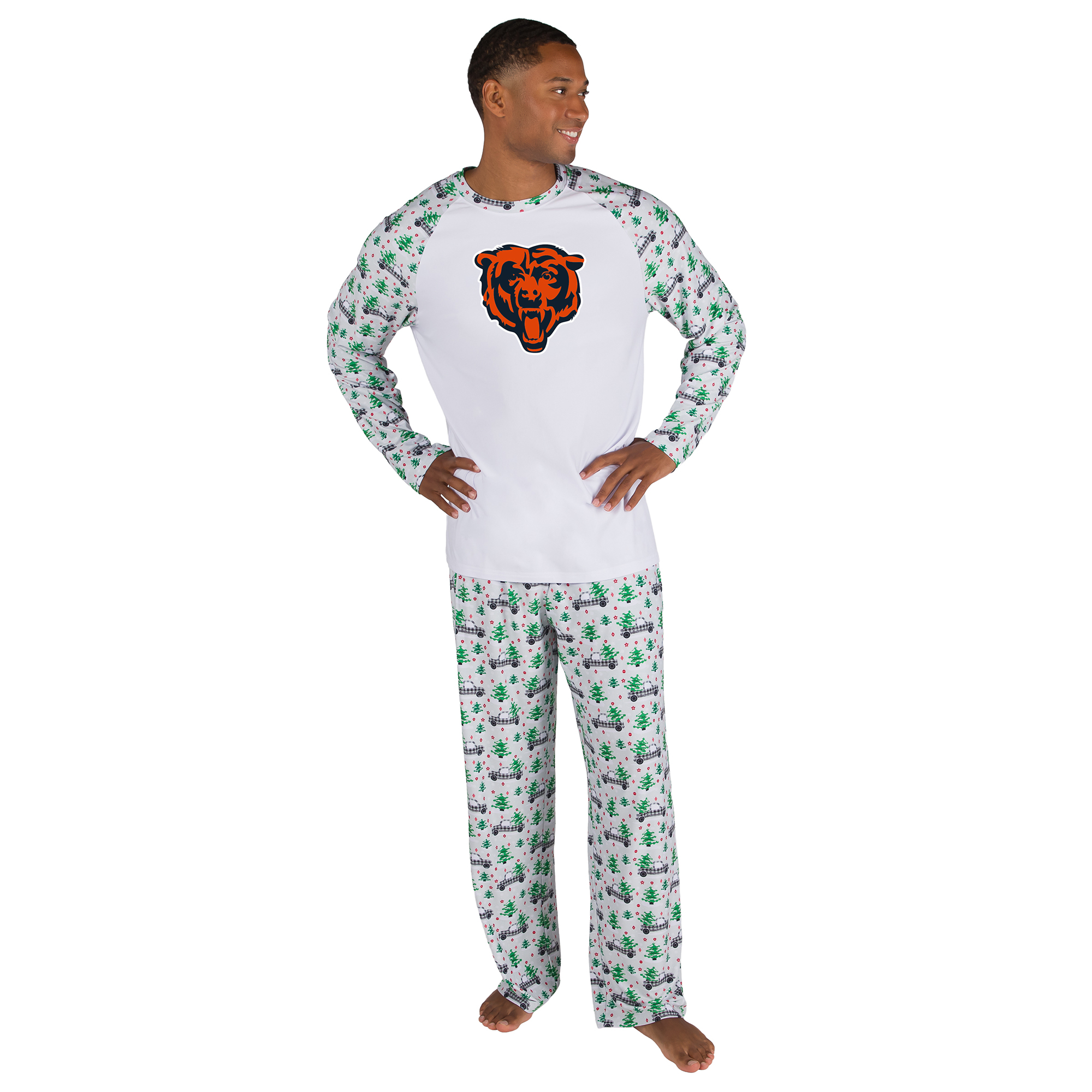 Men's Concepts Sport White Chicago Bears Frostbite Knit Long Sleeve Top & Pants Sleep Set