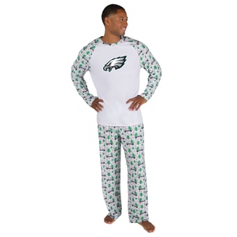 Men's Concepts Sport White Philadelphia Eagles Frostbite Knit Long Sleeve Top & Pants Sleep Set