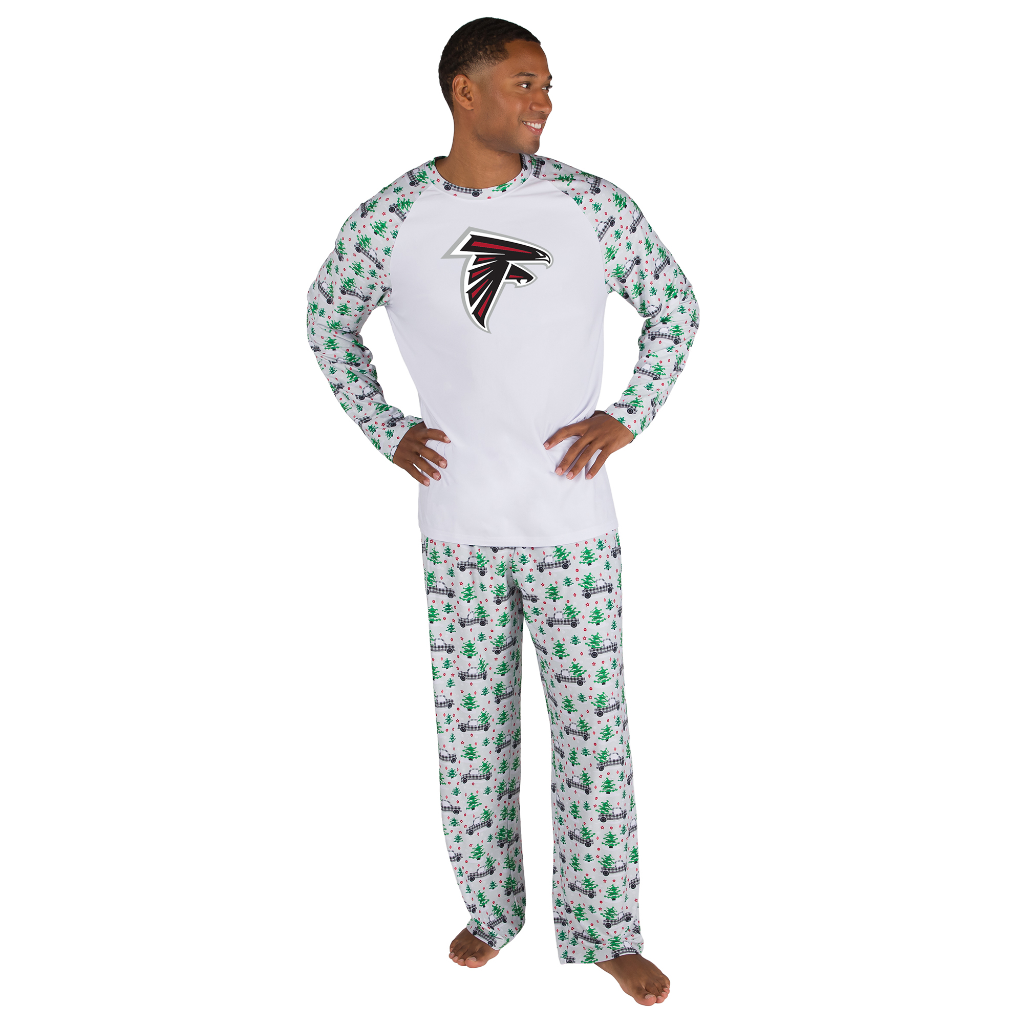 Men's Concepts Sport White Atlanta Falcons Frostbite Knit Long Sleeve Top & Pants Sleep Set