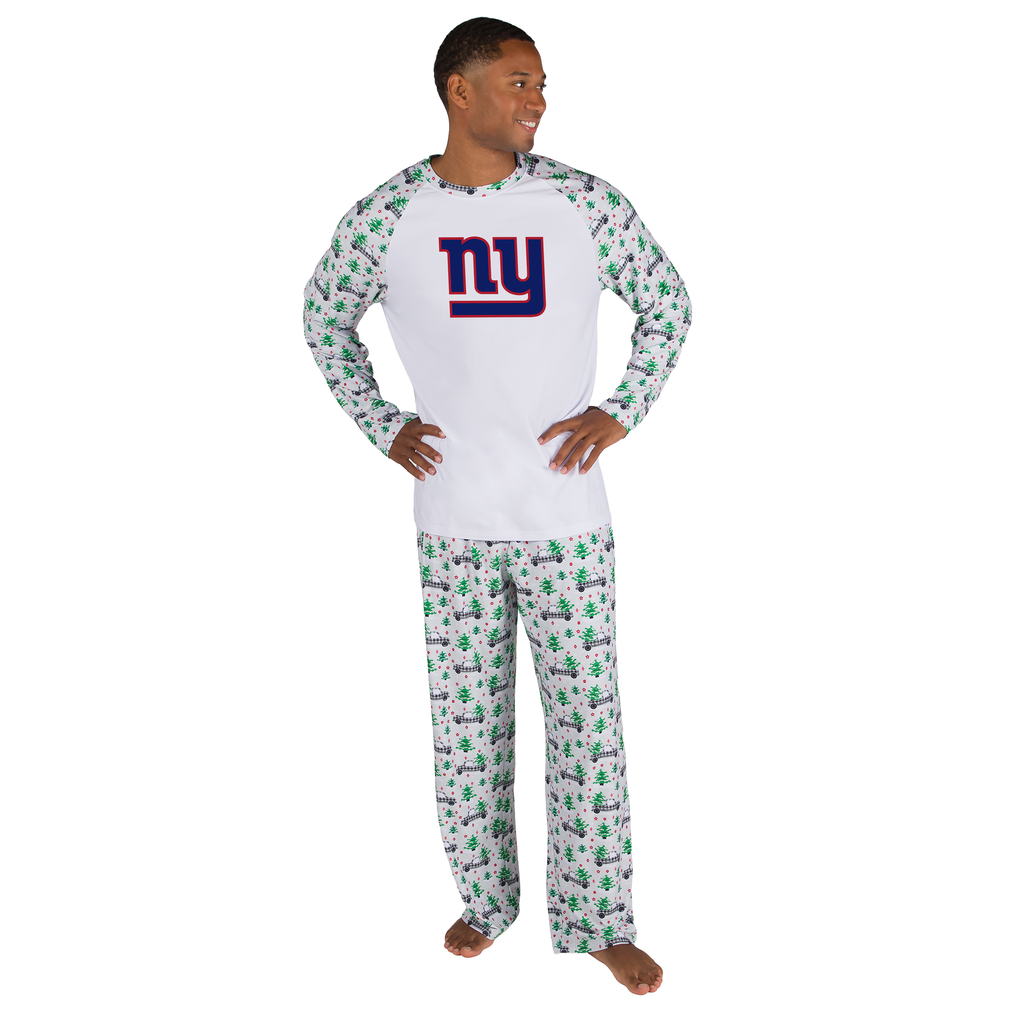 Men's Concepts Sport White New York Giants Frostbite Knit Long Sleeve Top & Pants Sleep Set