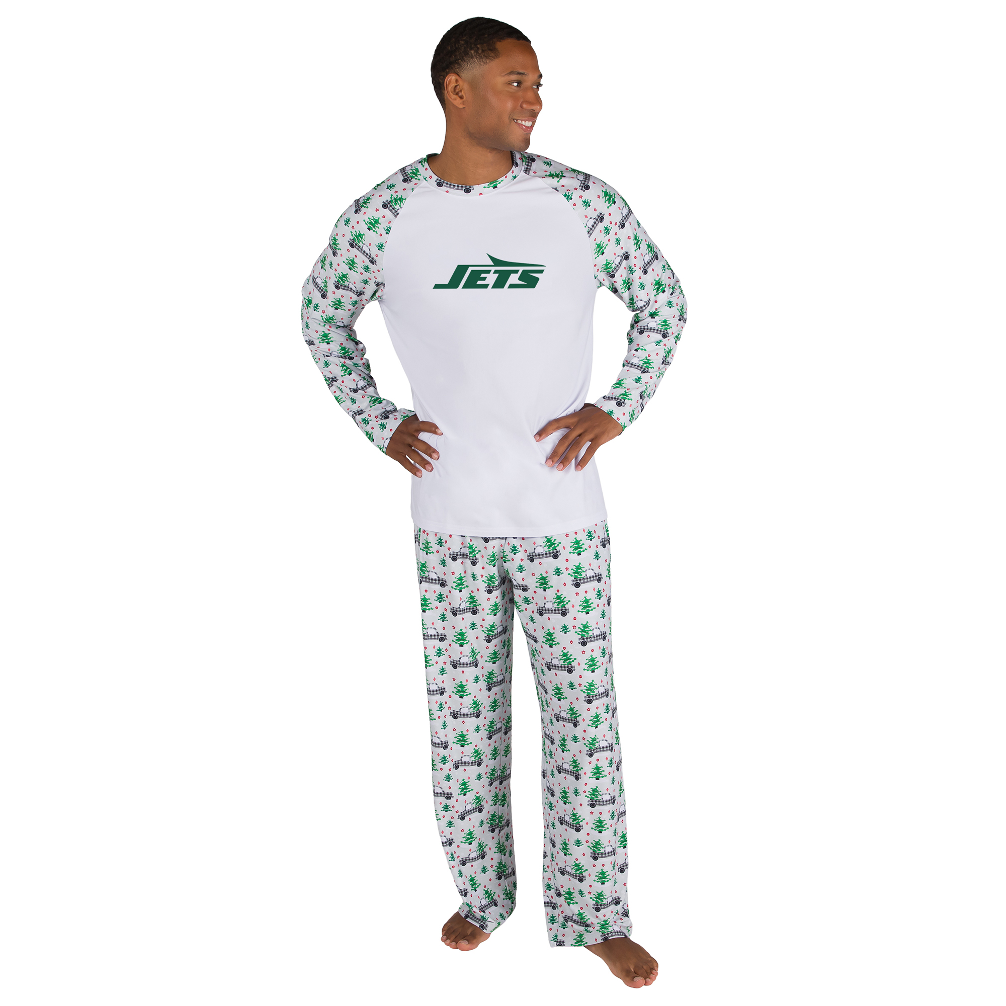 Men's Concepts Sport White New York Jets Frostbite Knit Long Sleeve Top & Pants Sleep Set