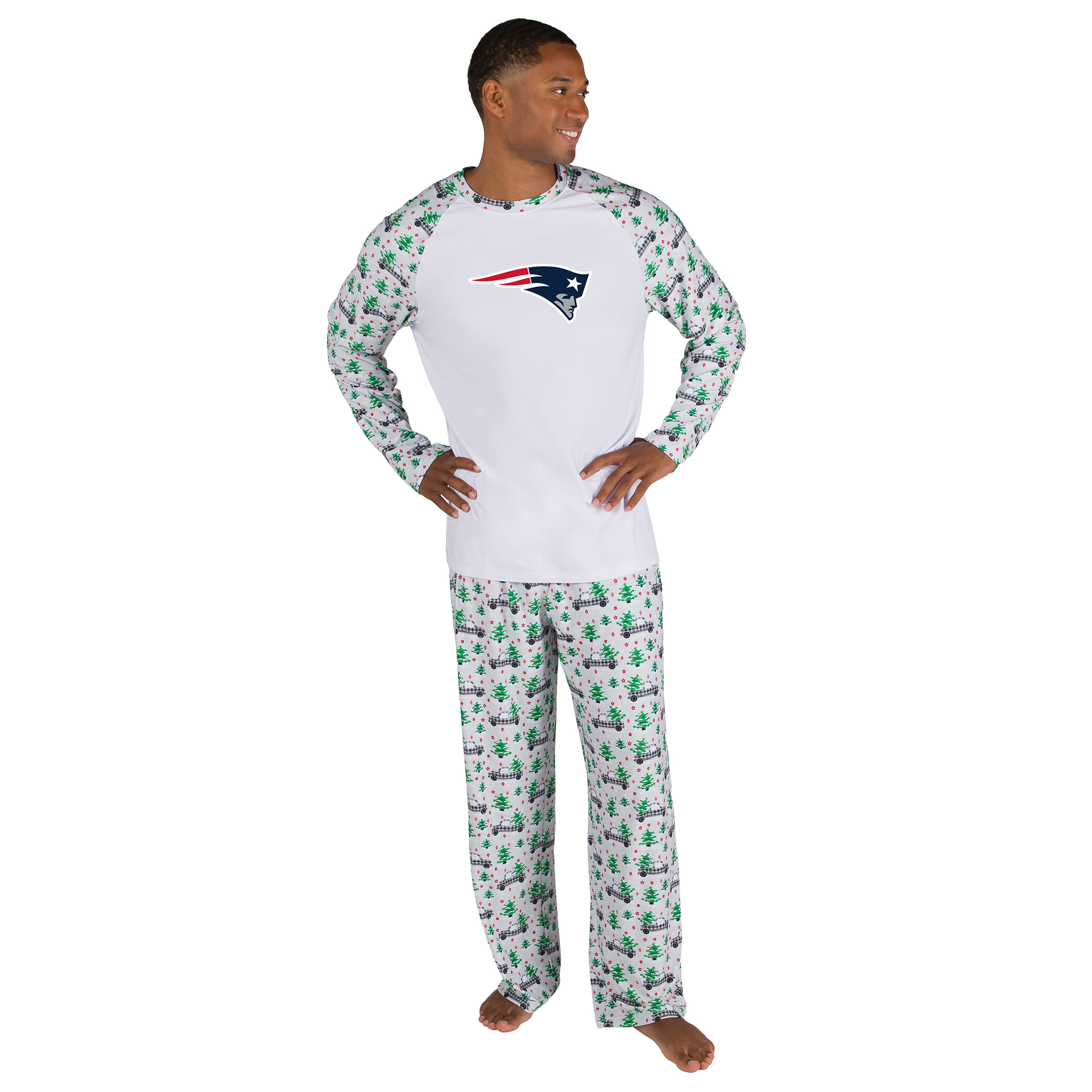 Men's Concepts Sport White New England Patriots Frostbite Knit Long Sleeve Top & Pants Sleep Set