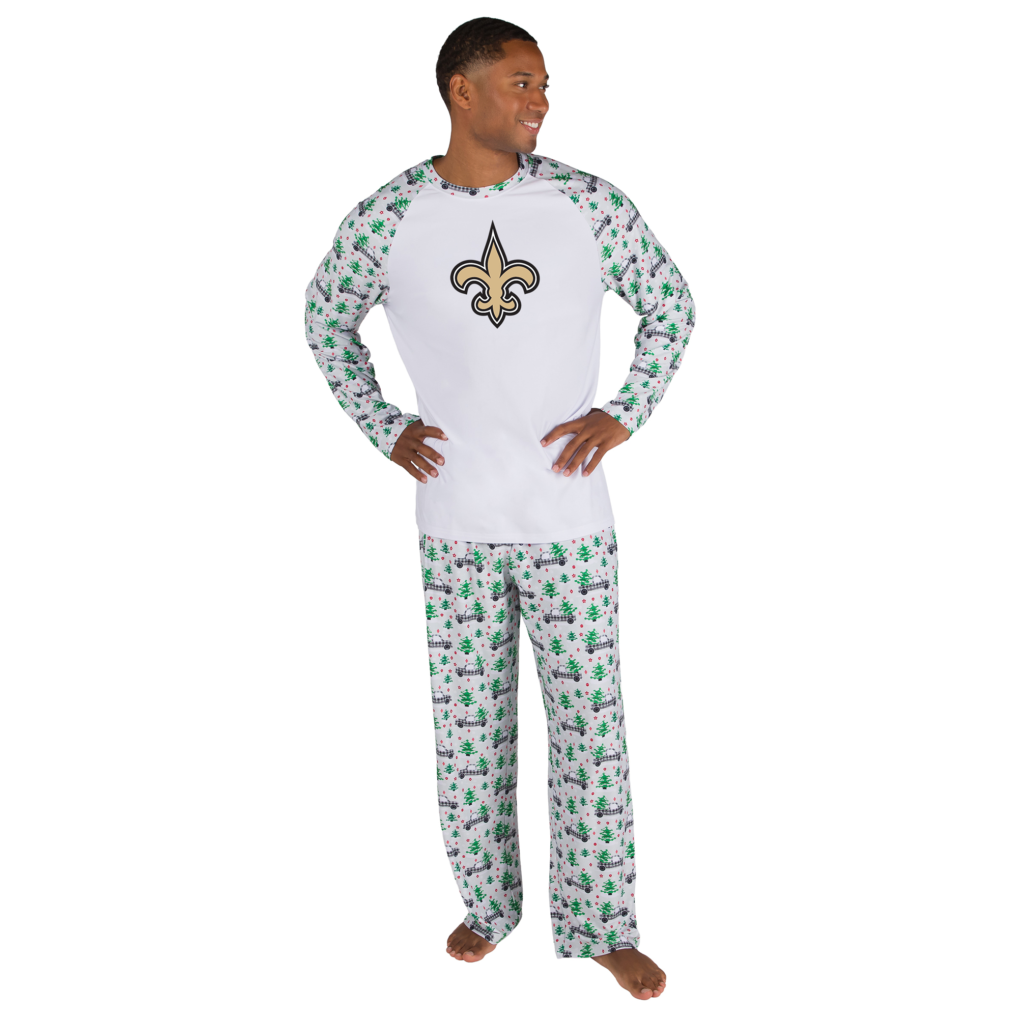 Men's Concepts Sport White New Orleans Saints Frostbite Knit Long Sleeve Top & Pants Sleep Set