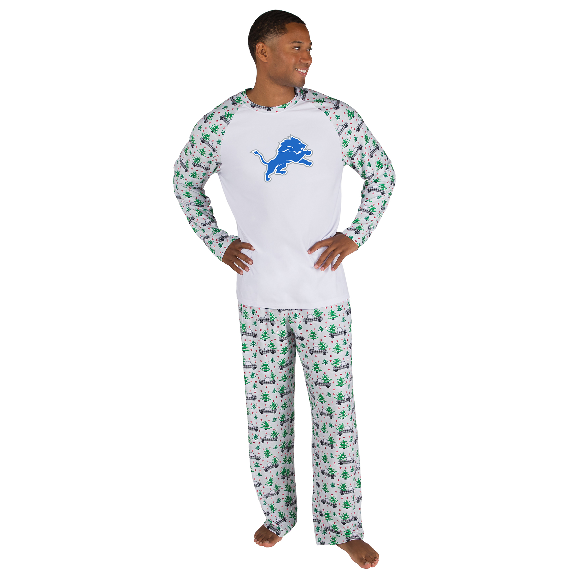 Men's Concepts Sport White Detroit Lions Frostbite Knit Long Sleeve Top & Pants Sleep Set