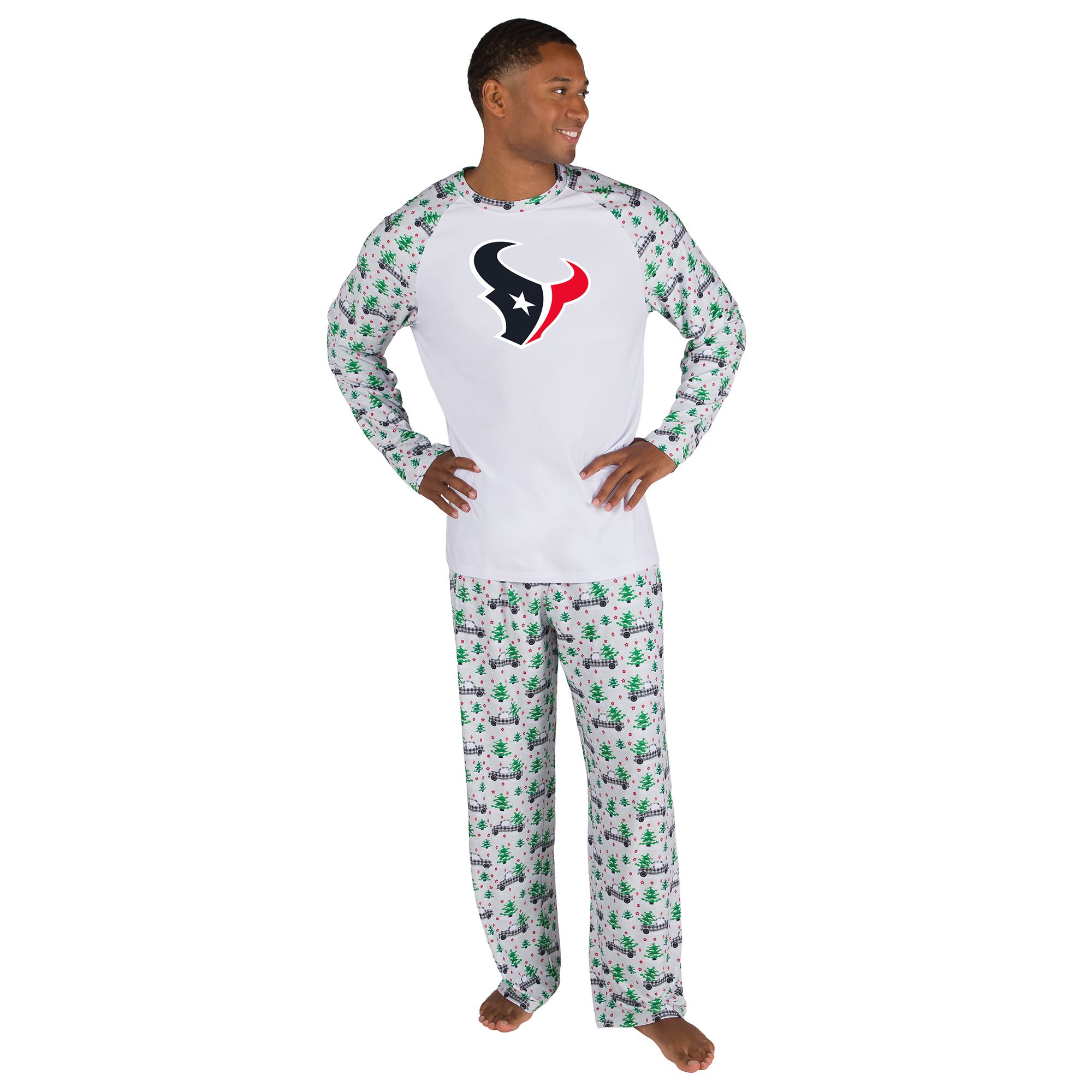 Men's Concepts Sport White Houston Texans Frostbite Knit Long Sleeve Top & Pants Sleep Set