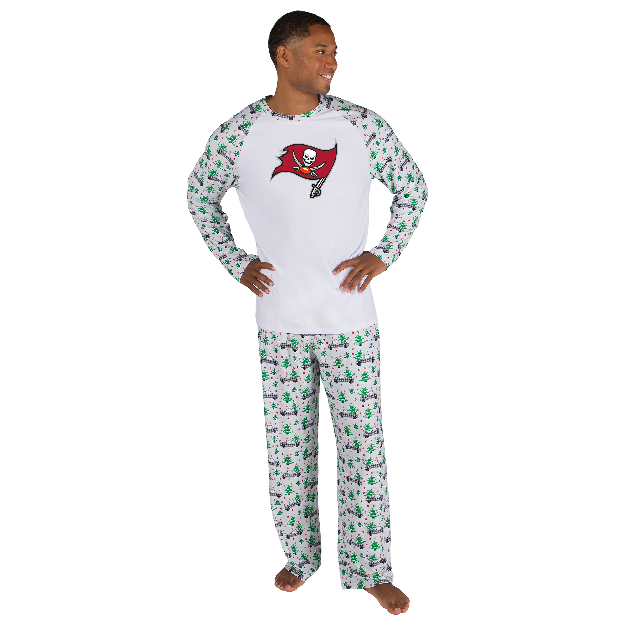 Men's Concepts Sport White Tampa Bay Buccaneers Frostbite Knit Long Sleeve Top & Pants Sleep Set