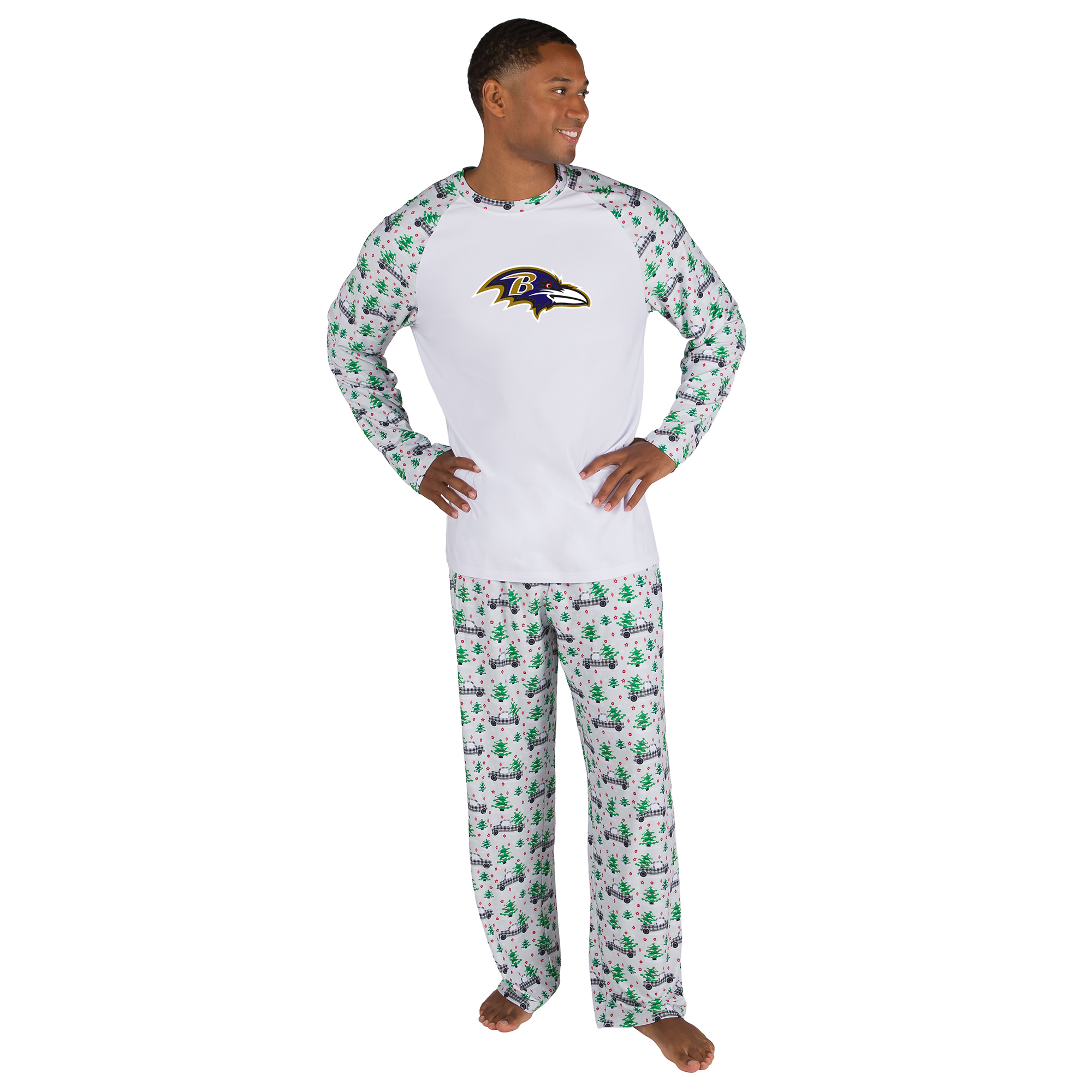Men's Concepts Sport White Baltimore Ravens Frostbite Knit Long Sleeve Top & Pants Sleep Set