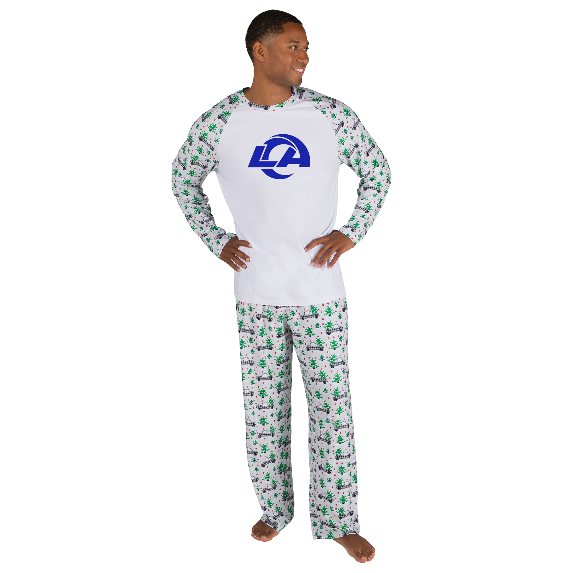 Men's Concepts Sport White Los Angeles Rams Frostbite Knit Long Sleeve Top & Pants Sleep Set