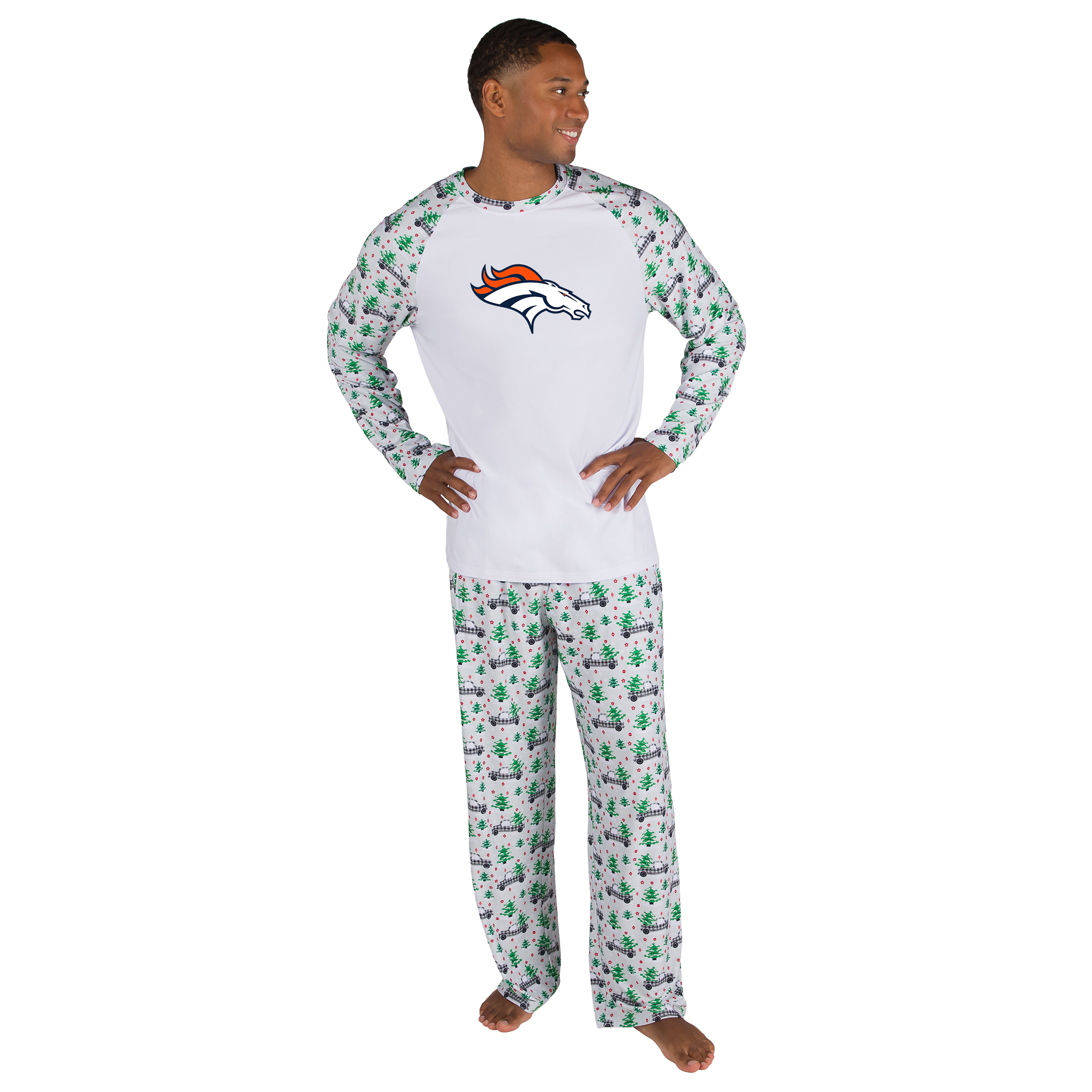Men's Concepts Sport White Denver Broncos Frostbite Knit Long Sleeve Top & Pants Sleep Set