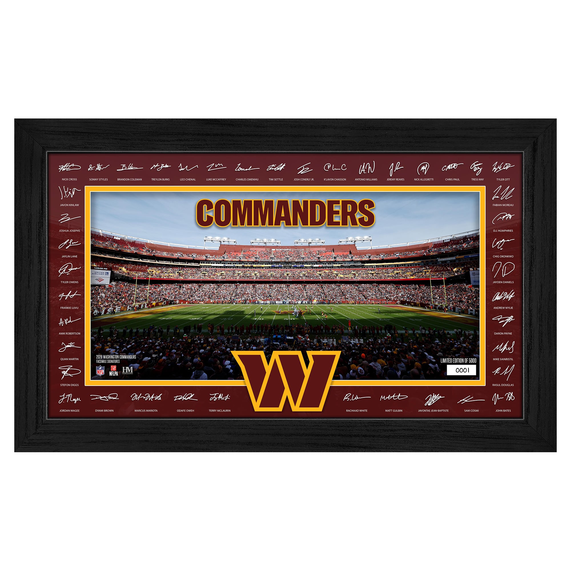 Highland Mint Washington Commanders 12" x 20" 2026 Signature Gridiron Panoramic Framed Photo