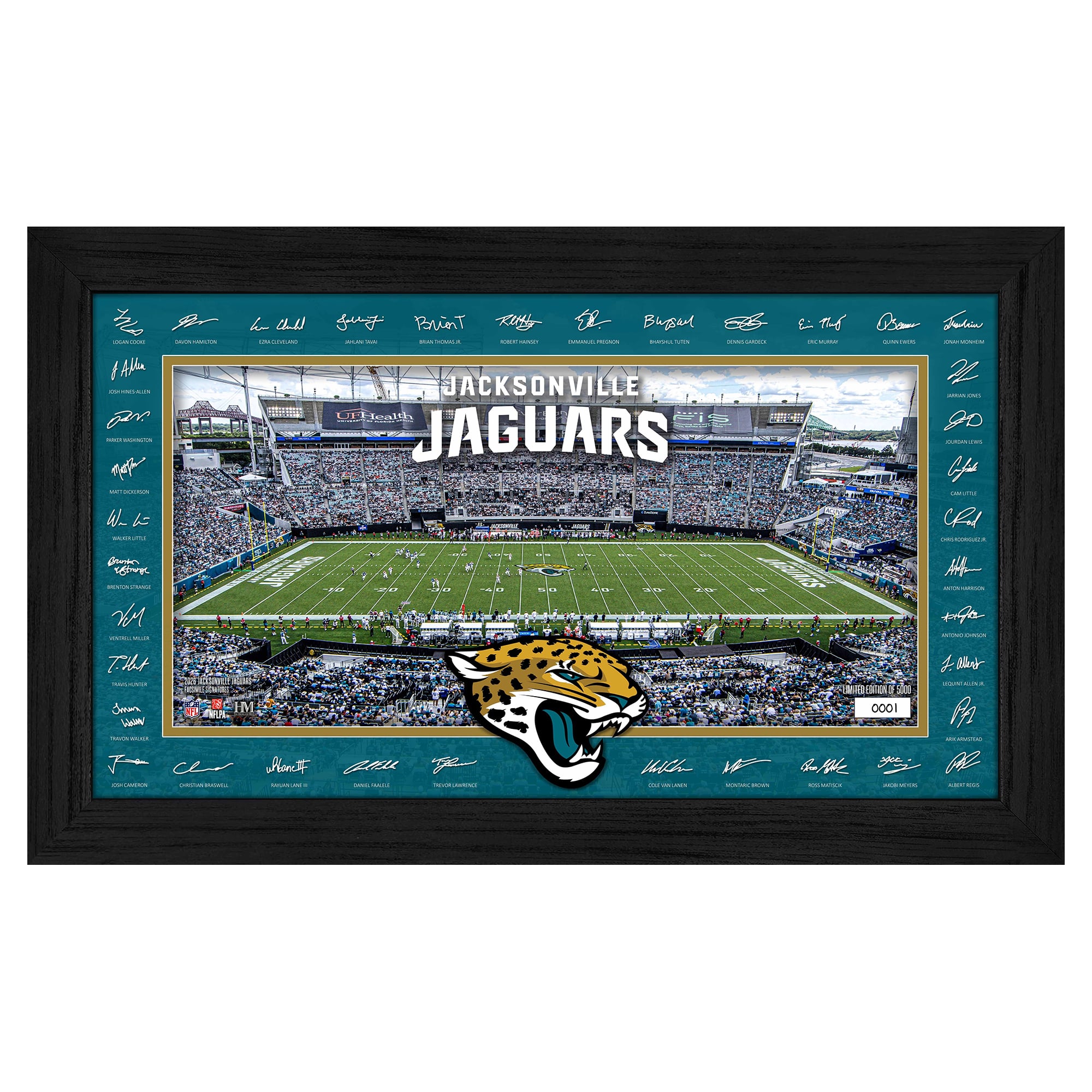 Highland Mint Jacksonville Jaguars 12" x 20" 2026 Signature Gridiron Panoramic Framed Photo