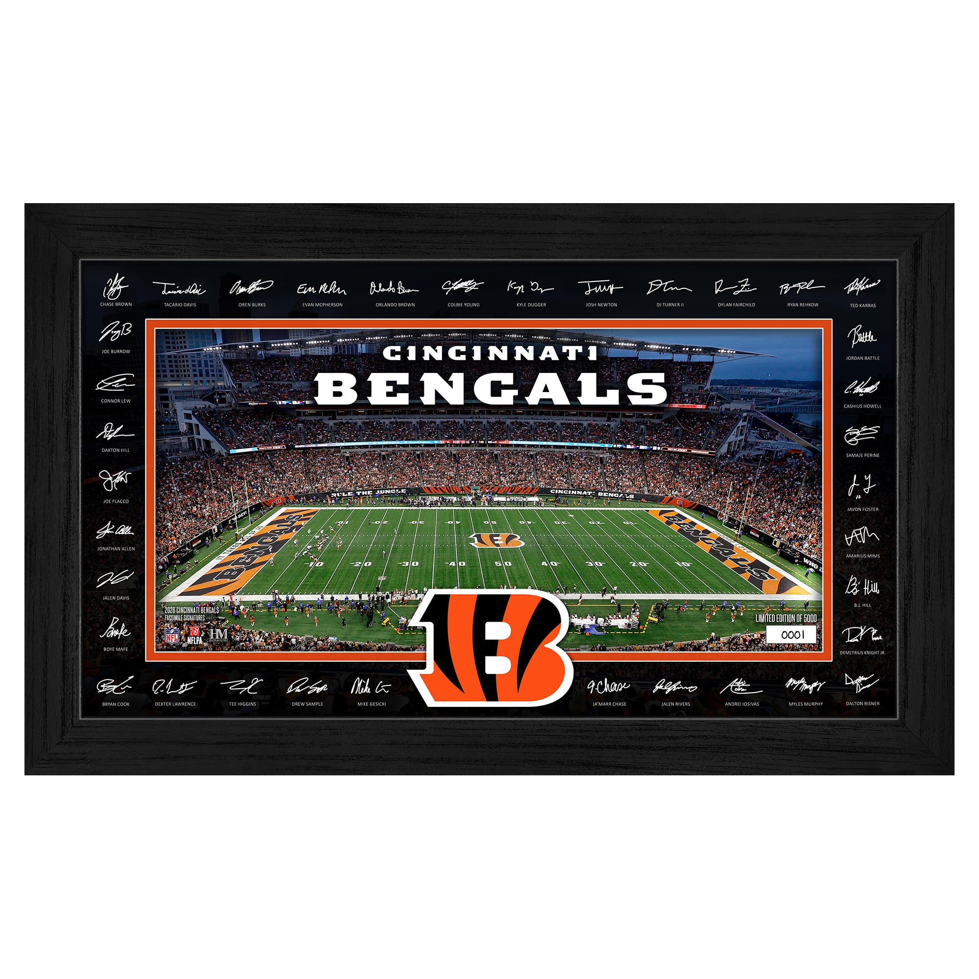 Highland Mint Cincinnati Bengals 12" x 20" 2026 Signature Gridiron Panoramic Framed Photo
