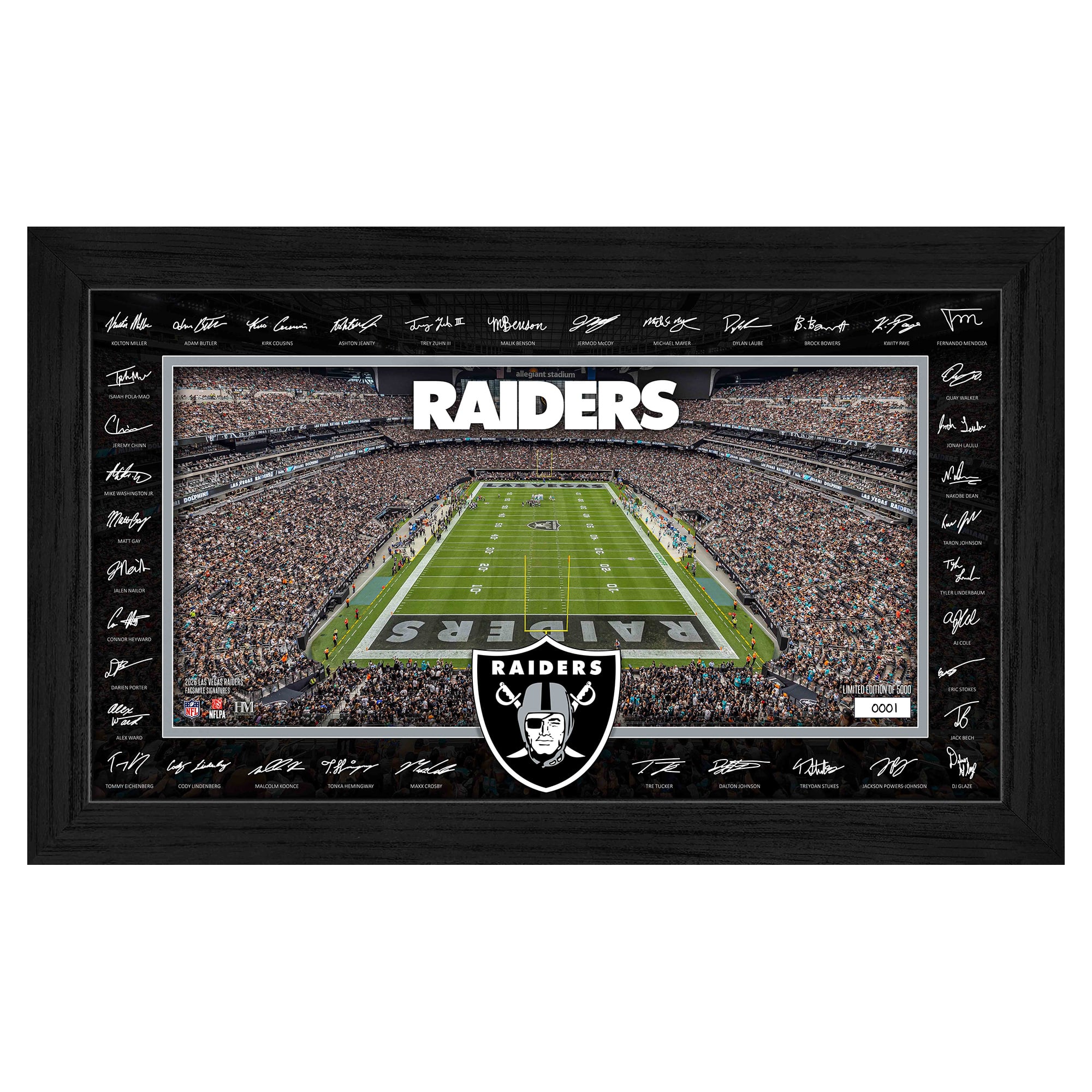 Highland Mint Las Vegas Raiders 12" x 20" 2026 Signature Gridiron Panoramic Framed Photo