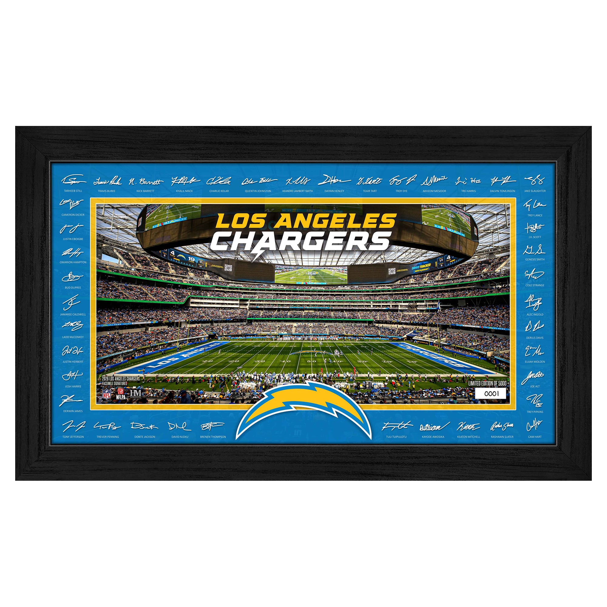 Highland Mint Los Angeles Chargers 12" x 20" 2026 Signature Gridiron Panoramic Framed Photo
