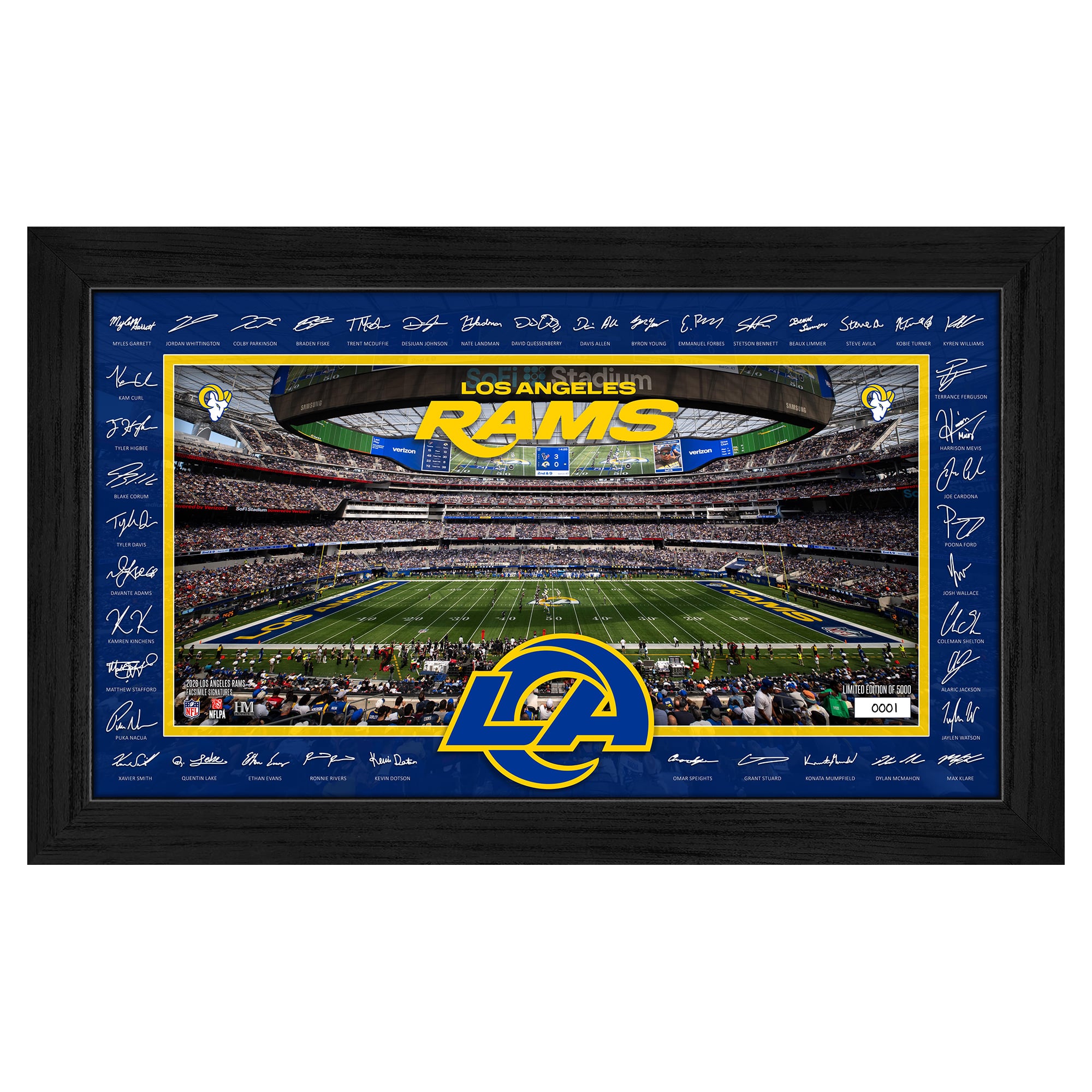 Highland Mint Los Angeles Rams 12" x 20" 2026 Signature Gridiron Panoramic Framed Photo