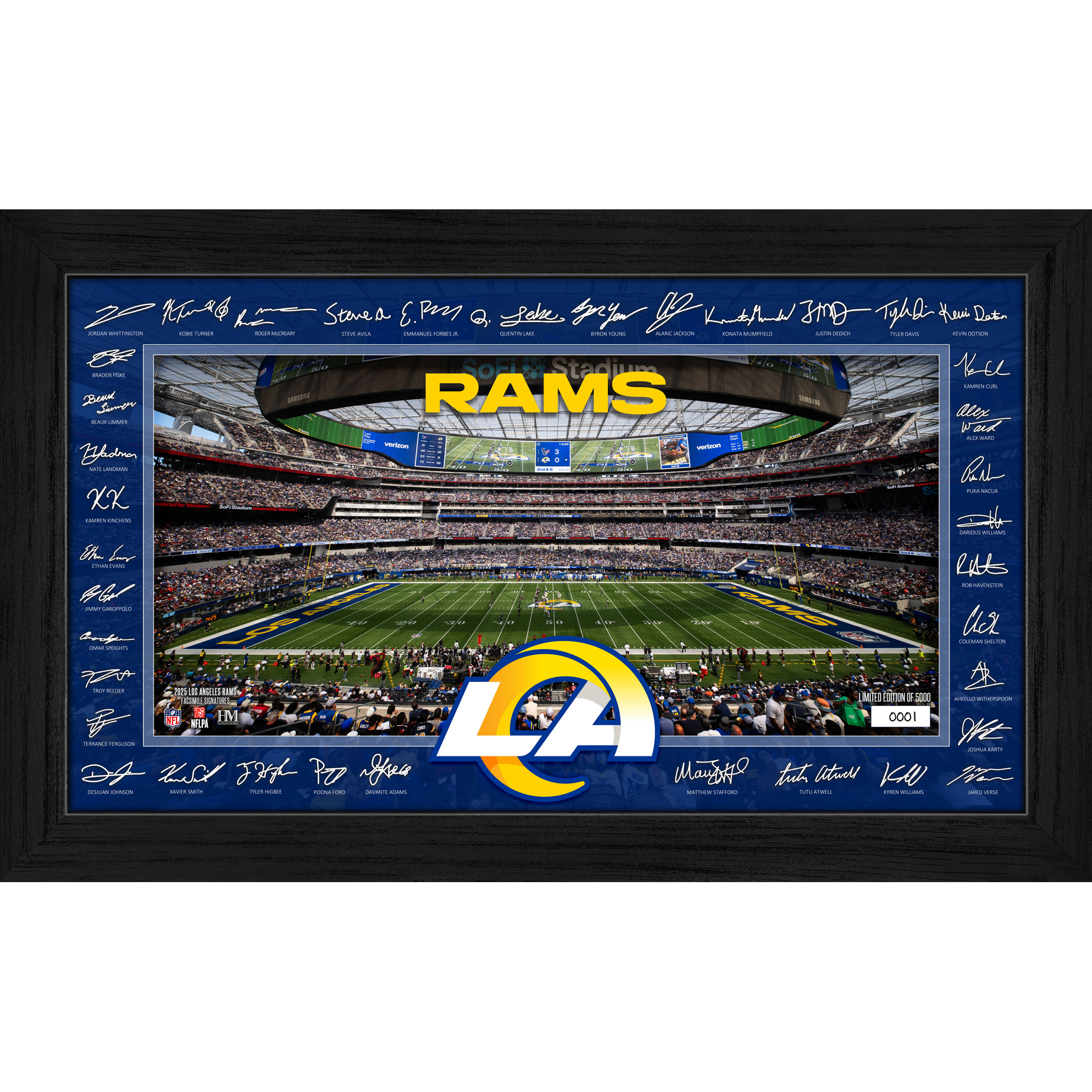 Highland Mint Los Angeles Rams 12" x 20" 2026 Signature Gridiron Panoramic Framed Photo