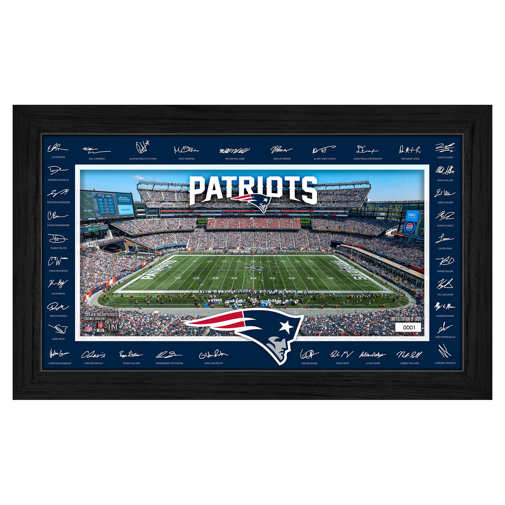 Highland Mint New England Patriots 12" x 20" 2026 Signature Gridiron Panoramic Framed Photo