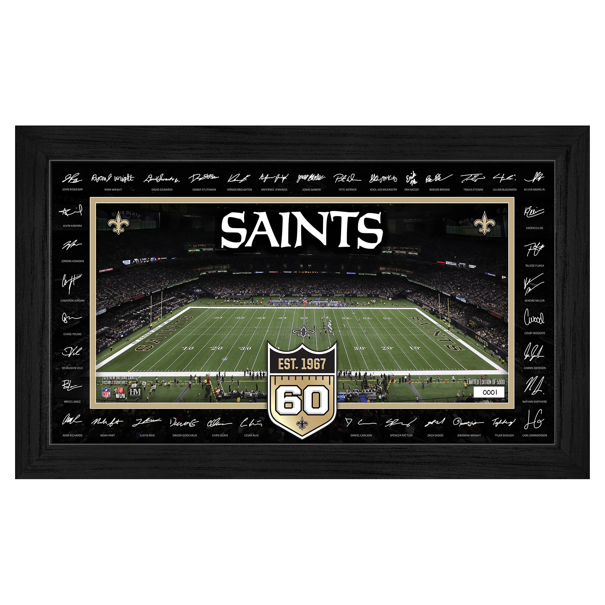 Highland Mint New Orleans Saints 12" x 20" 2026 Signature Gridiron Panoramic Framed Photo
