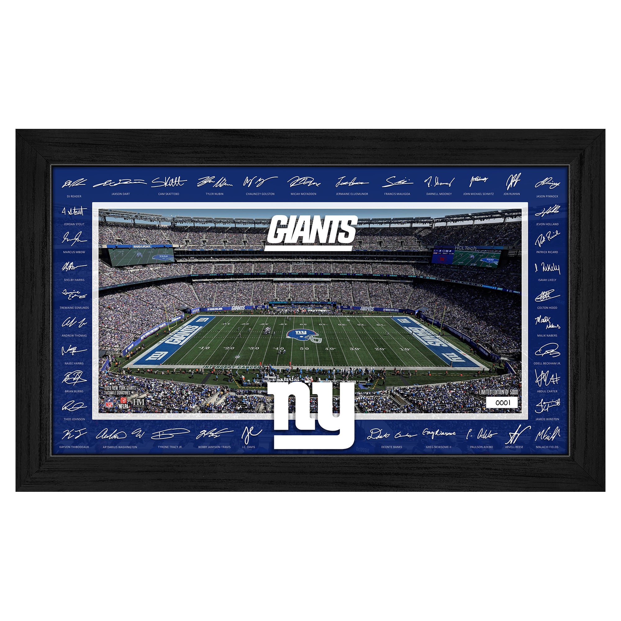 Highland Mint New York Giants 12" x 20" 2026 Signature Gridiron Panoramic Framed Photo