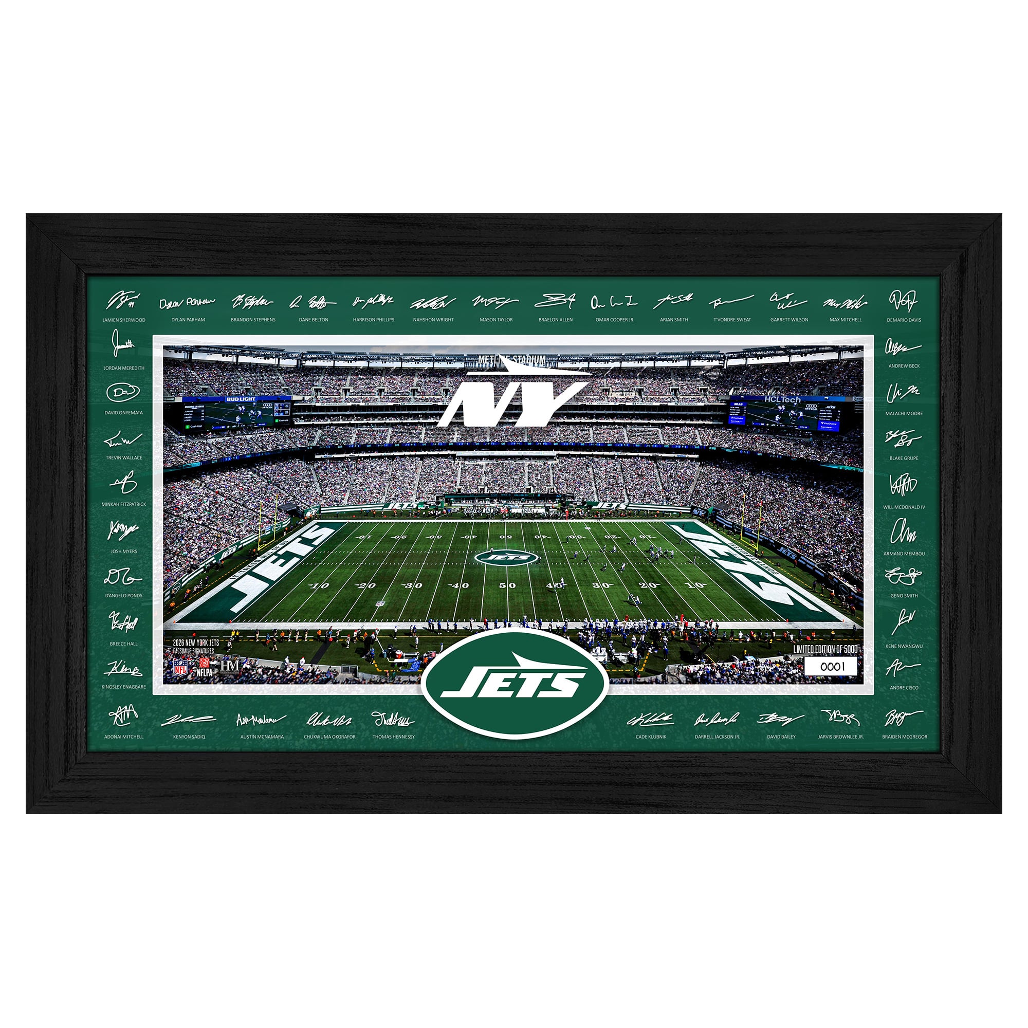 Highland Mint New York Jets 12" x 20" 2026 Signature Gridiron Panoramic Framed Photo