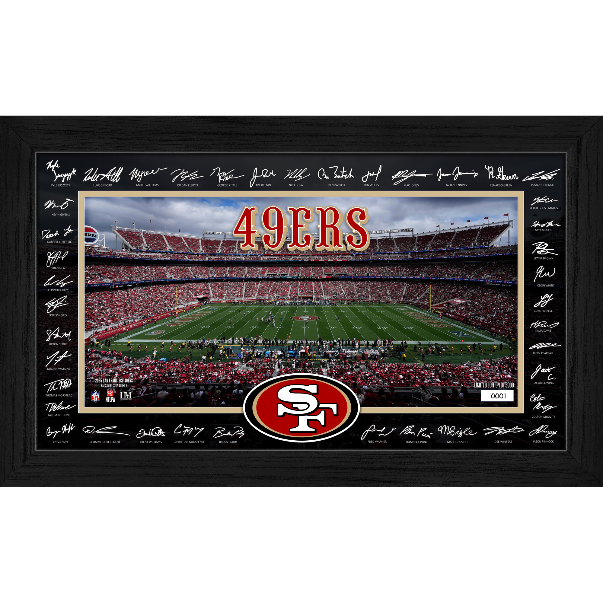 Highland Mint San Francisco 49ers 12" x 20" 2026 Signature Gridiron Panoramic Framed Photo