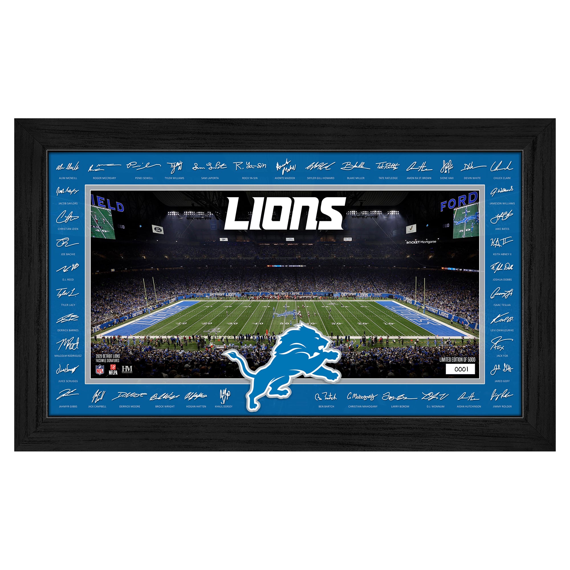 Highland Mint Detroit Lions 12" x 20" 2026 Signature Gridiron Panoramic Framed Photo