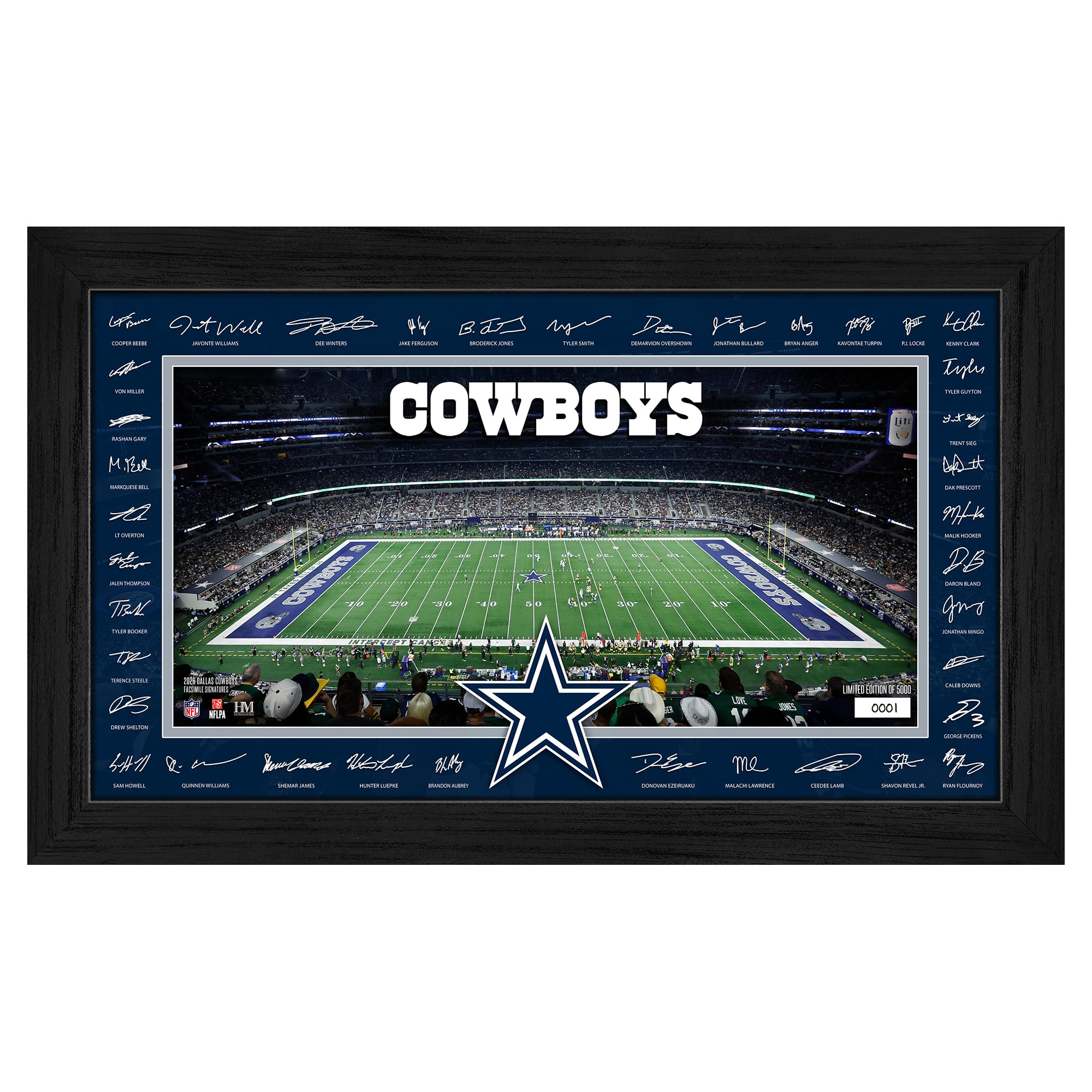 Highland Mint Dallas Cowboys 12" x 20" 2026 Signature Gridiron Panoramic Framed Photo