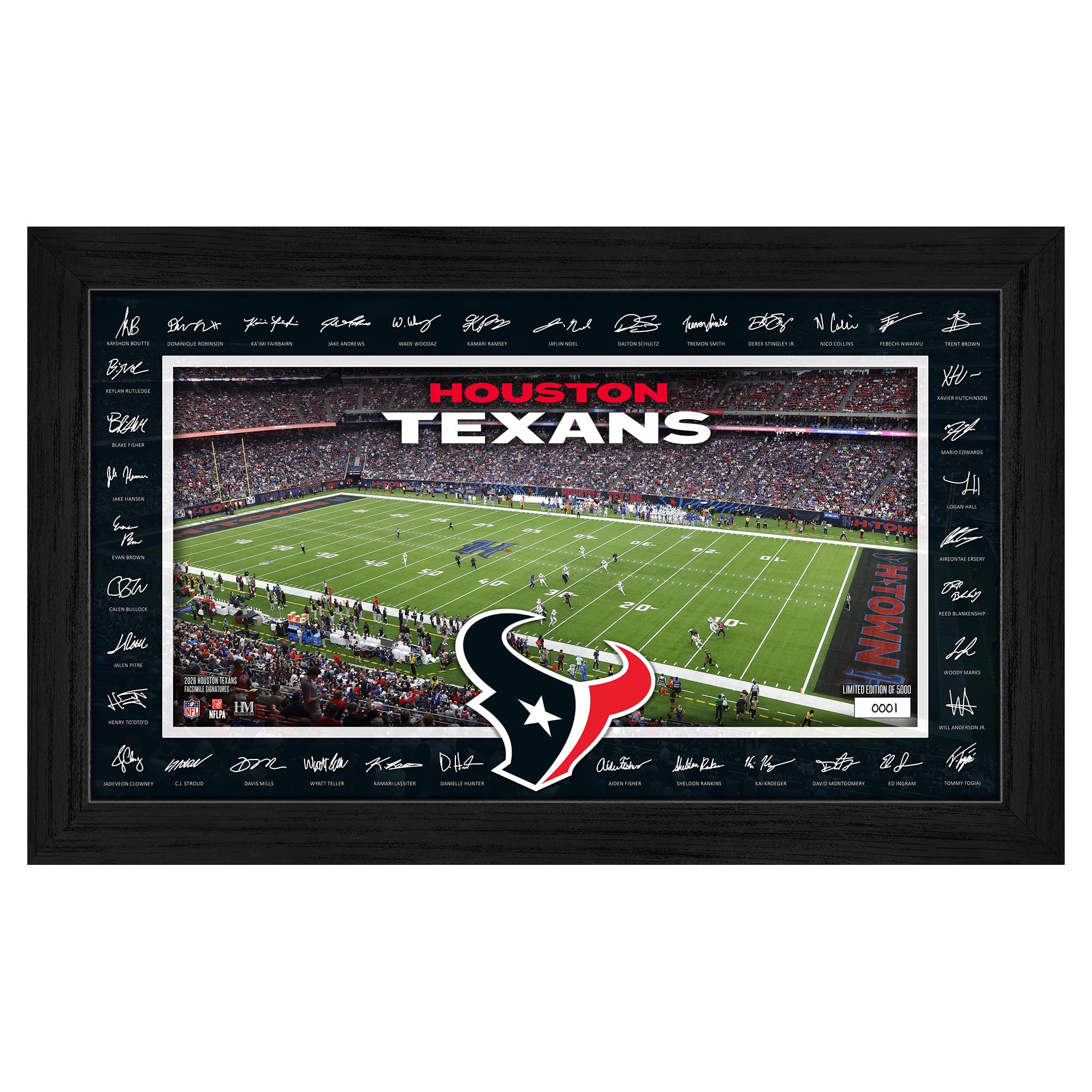 Highland Mint Houston Texans 12" x 20" 2026 Signature Gridiron Panoramic Framed Photo