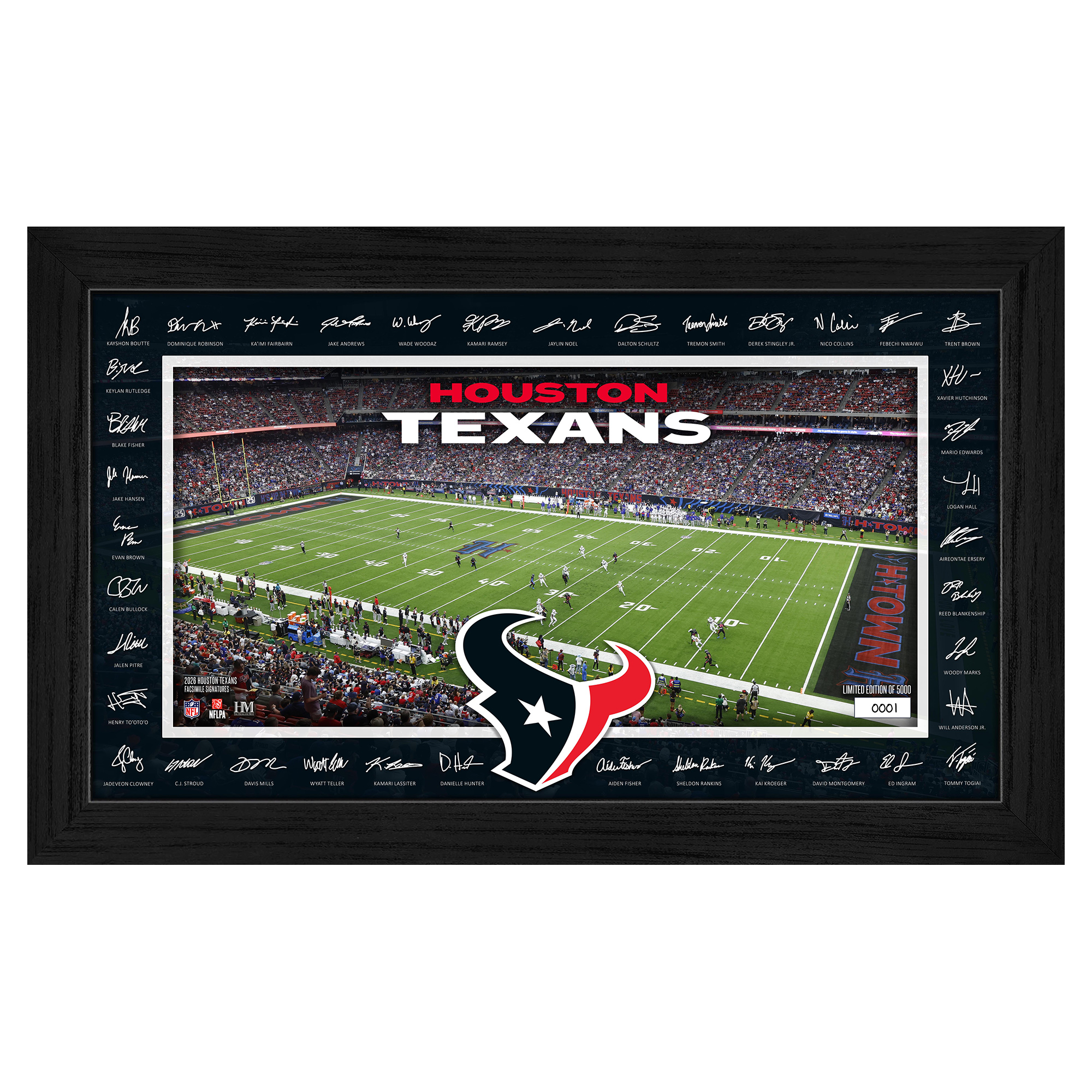 Highland Mint Houston Texans 12″ x 20″ 2026 Signature Gridiron Panoramic Framed Photo Highland Mint Houston Texans 12″ x 20″ 2026 Signature Gridiron Panoramic Framed Photo