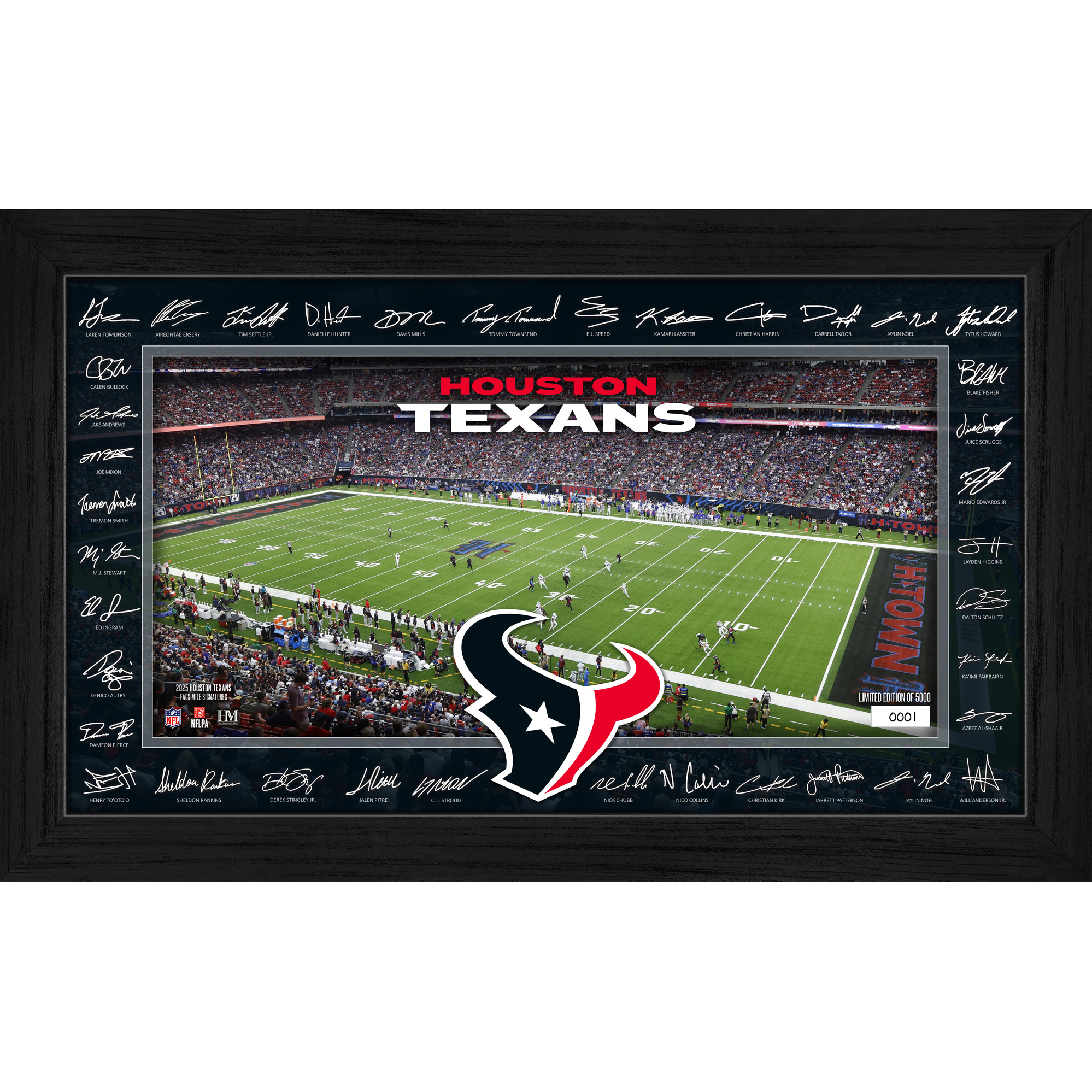 Highland Mint Houston Texans 12" x 20" 2026 Signature Gridiron Panoramic Framed Photo