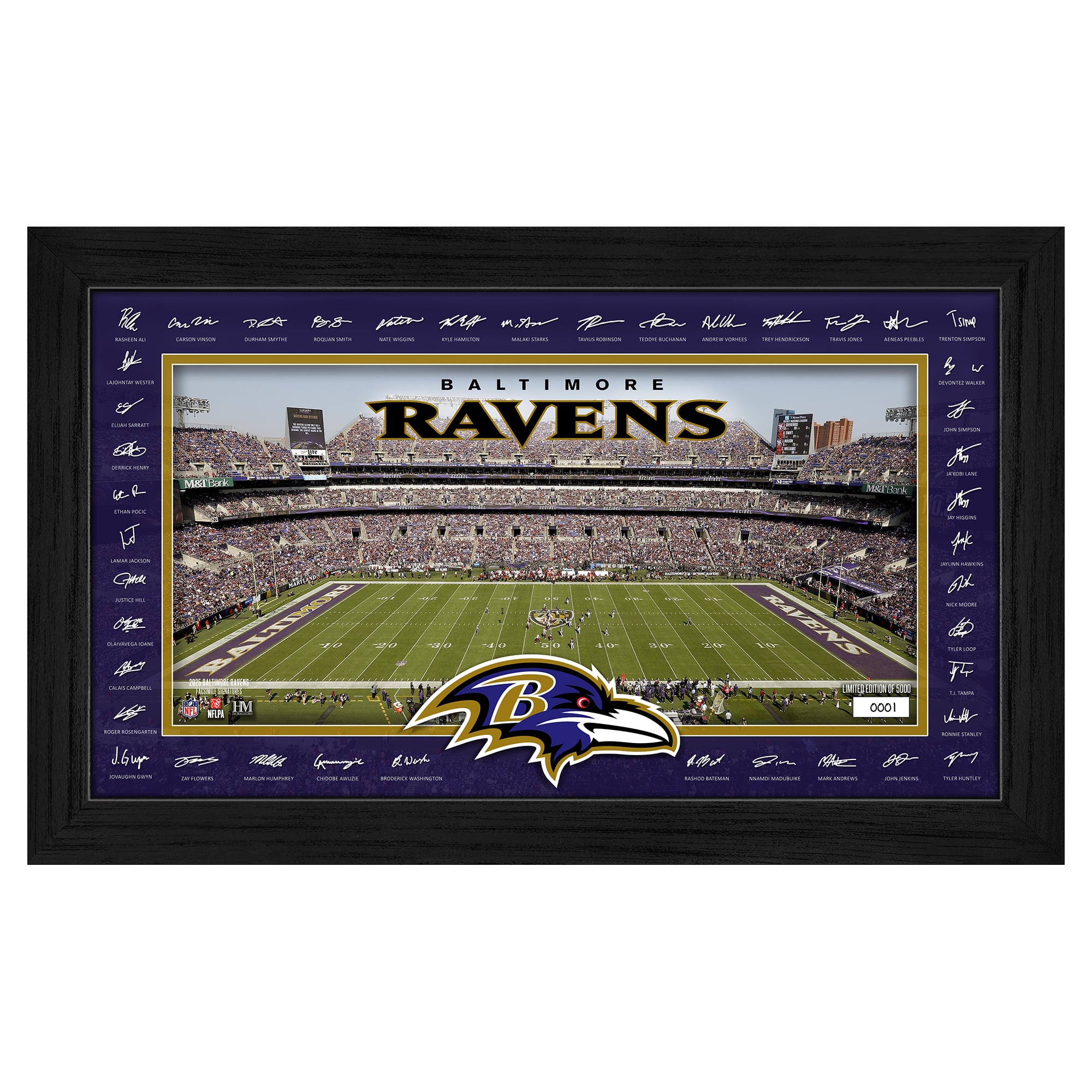 Highland Mint Baltimore Ravens 12" x 20" 2026 Signature Gridiron Panoramic Framed Photo