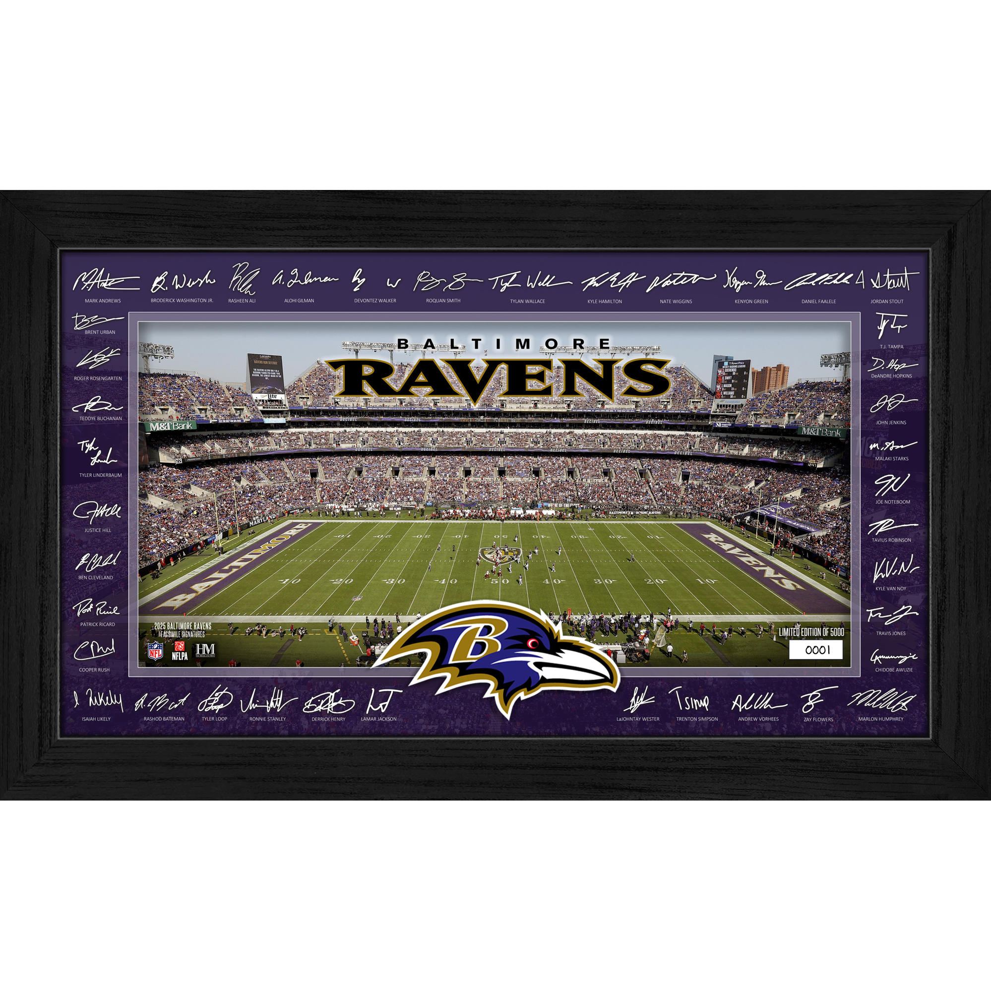 Highland Mint Baltimore Ravens 12" x 20" 2026 Signature Gridiron Panoramic Framed Photo