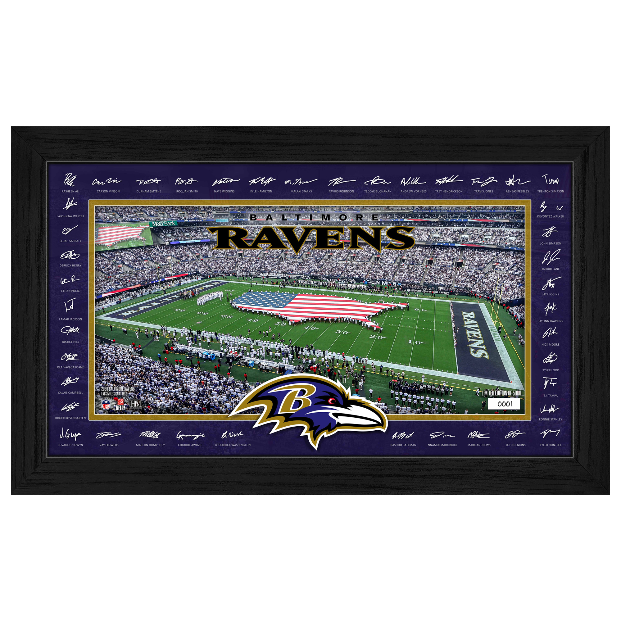 Highland Mint Baltimore Ravens 12" x 20" 2026 Signature Gridiron Panoramic Framed Photo