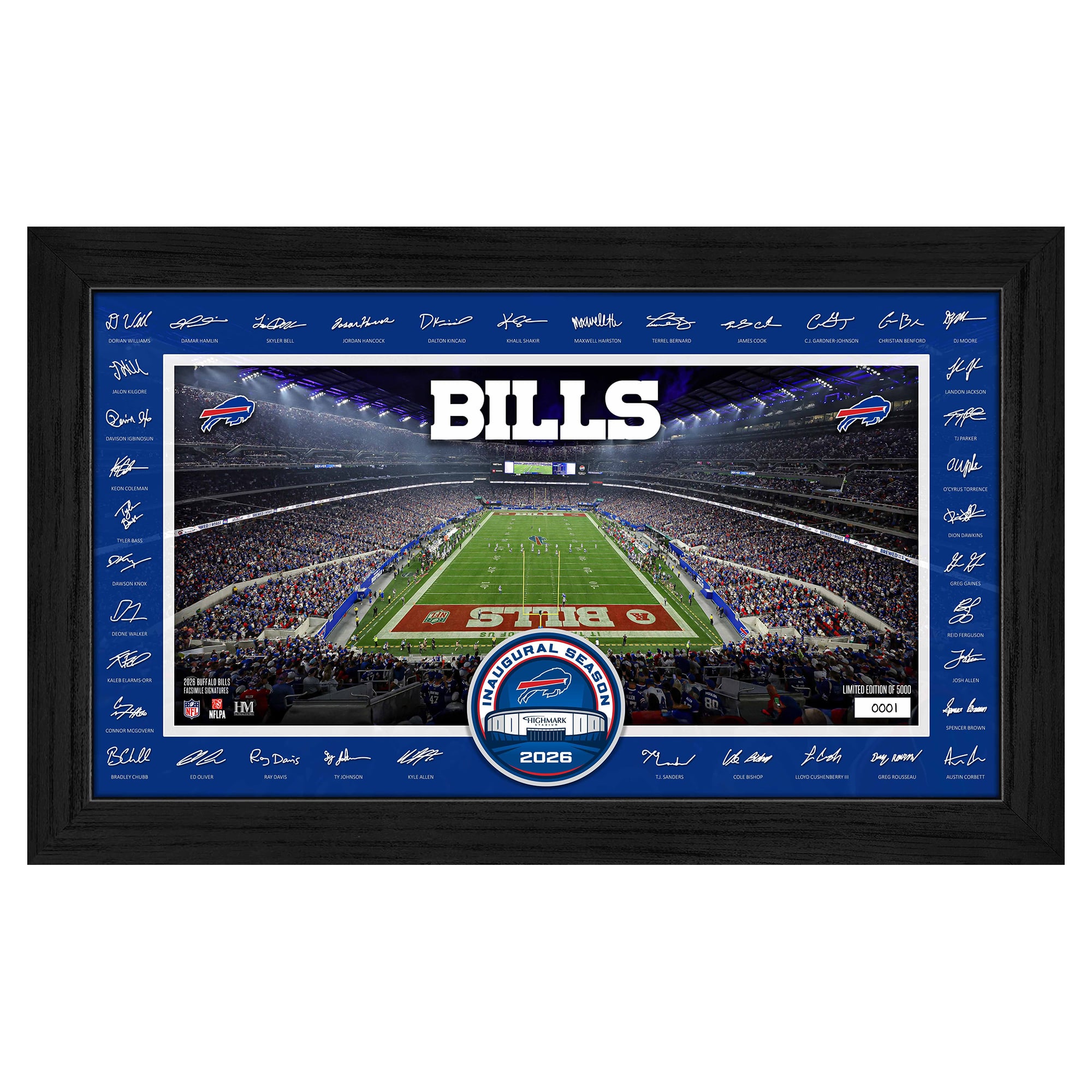 Highland Mint Buffalo Bills 12" x 20" 2026 Signature Gridiron Panoramic Framed Photo