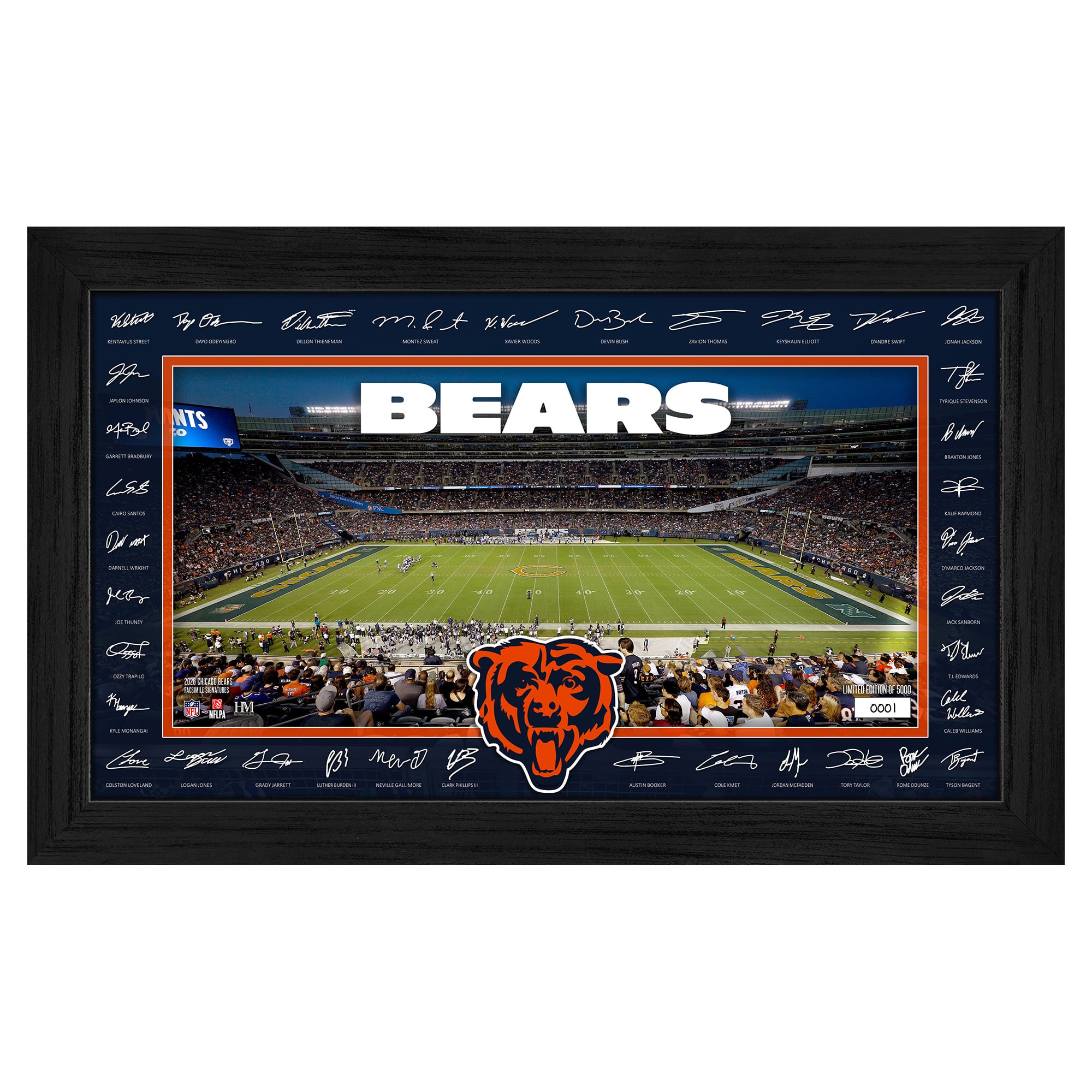 Highland Mint Chicago Bears 12" x 20" 2026 Signature Gridiron Panoramic Framed Photo