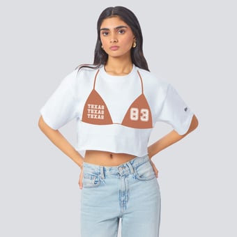 Women's Hype and Vice White Texas Longhorns Bikini Track Top T-Shirt