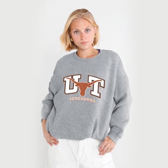 Women's Hype and Vice Heather Gray Texas Longhorns Offside Crewneck Sweatshirt
