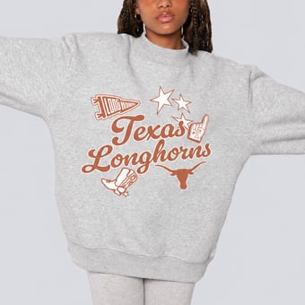 Women's Hype and Vice Gray Texas Longhorns Mock Neck Sweatshirt