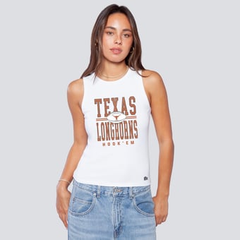 Women's Hype and Vice White Texas Longhorns Full Length Tank Top