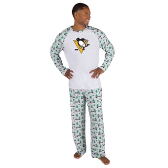 Men's Concepts Sport White Pittsburgh Penguins Frostbite Holiday Pajama Set