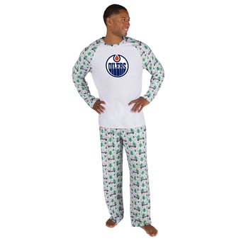 Men's Concepts Sport White Edmonton Oilers Frostbite Holiday Pajama Set