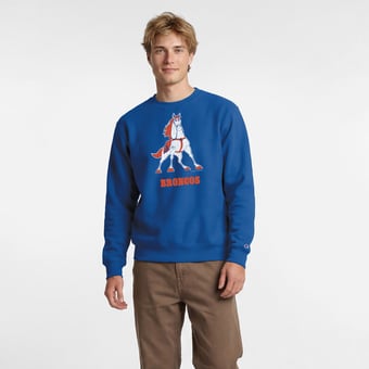 Men's Disney x Champion Royal Denver Broncos Maximus Powerblend Sweatshirt