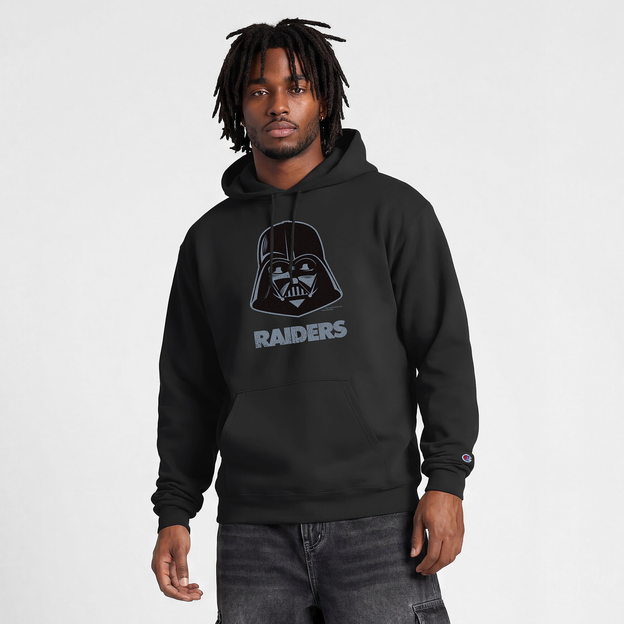 Champion Men's Disney x Black Las Vegas Raiders Power blend Full Front Sweatshirt - Black