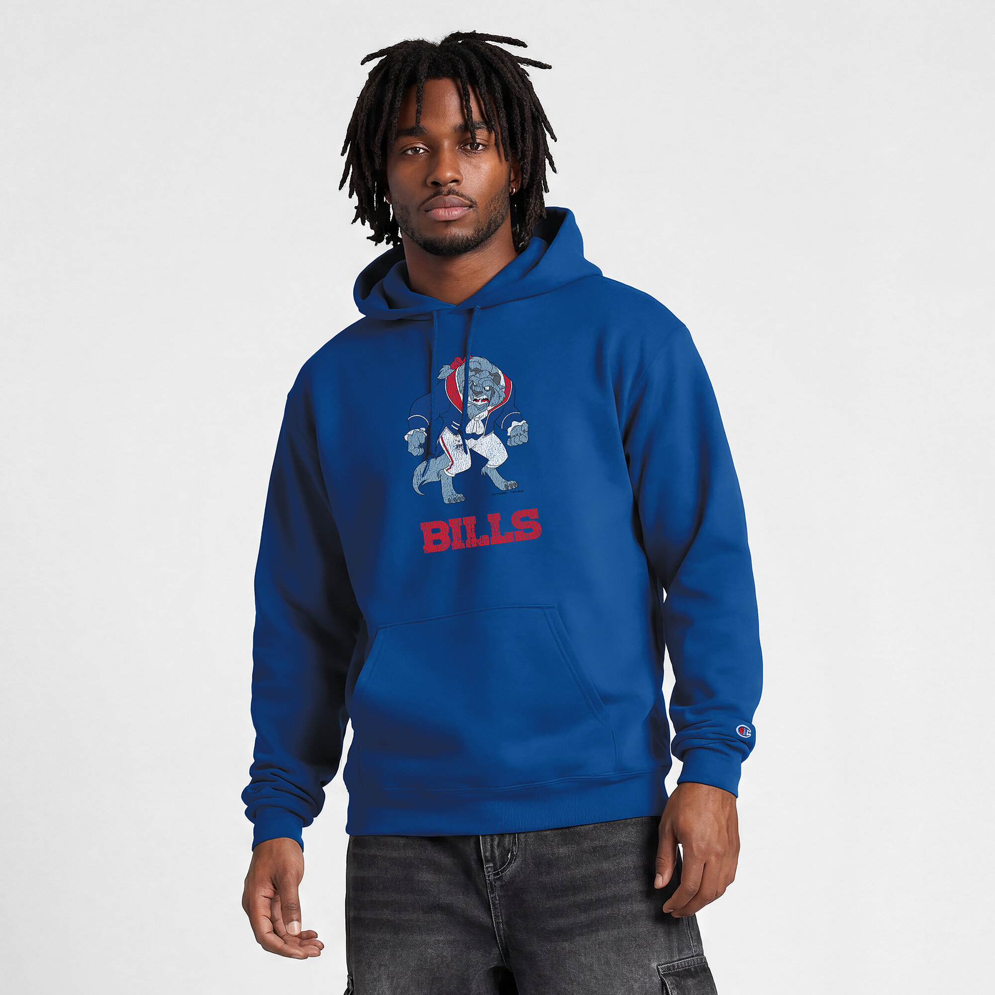 Champion Men's Disney x Royal Buffalo Bills Power blend Full Front Sweatshirt - Royal