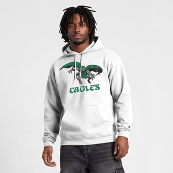 Men's Disney x Champion  White Philadelphia Eagles Powerblend Full Front Sweatshirt