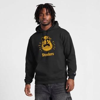 Men's Disney x Champion  Black Pittsburgh Steelers Powerblend Full Front Sweatshirt