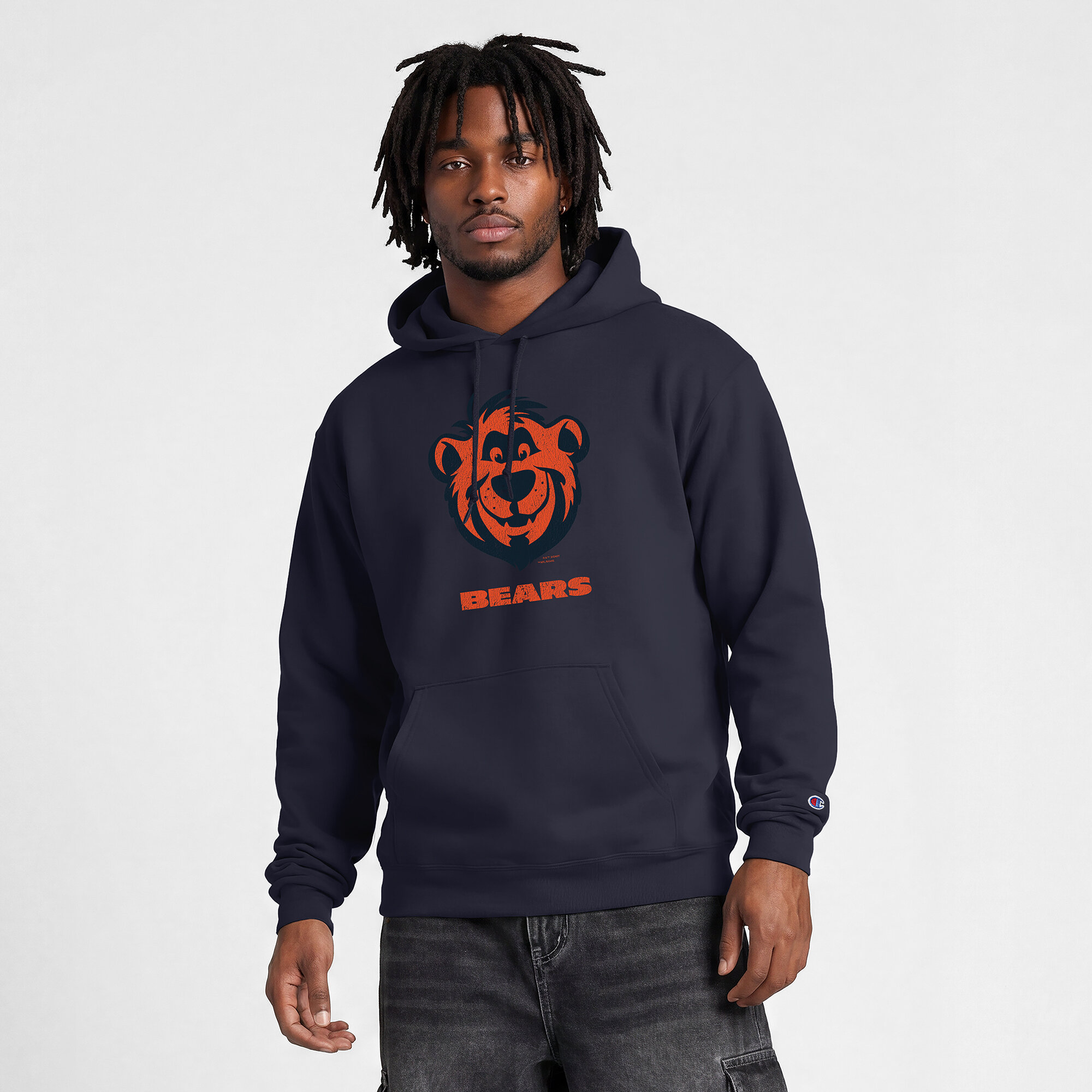 Men's Disney x Champion Navy Chicago Bears Powerblend Full Front Sweatshirt