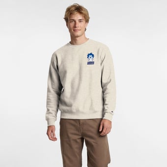 Men's Disney x Champion  Oatmeal New York Giants Powerblend Left Chest Fullback Crew Sweatshirt