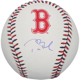 Tom Brady Boston Red Sox Autographed Team Color Laces Baseball